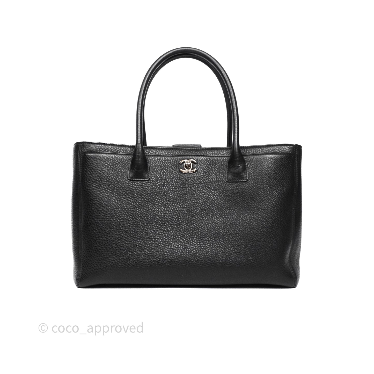 Chanel Executive Tote Bag Black Grained Calfskin Silver Hardware