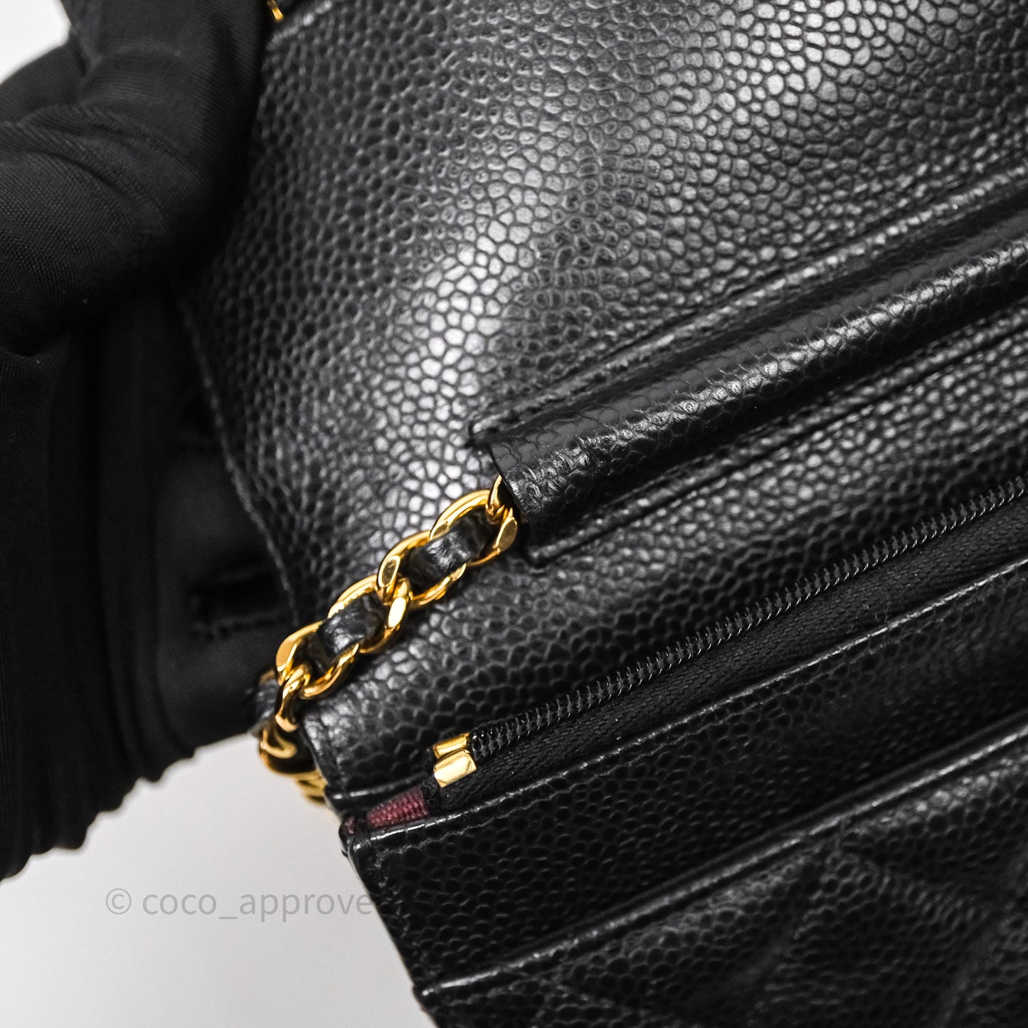 Chanel Classic Wallet On Chain WOC Quilted Black Caviar Gold Hardware