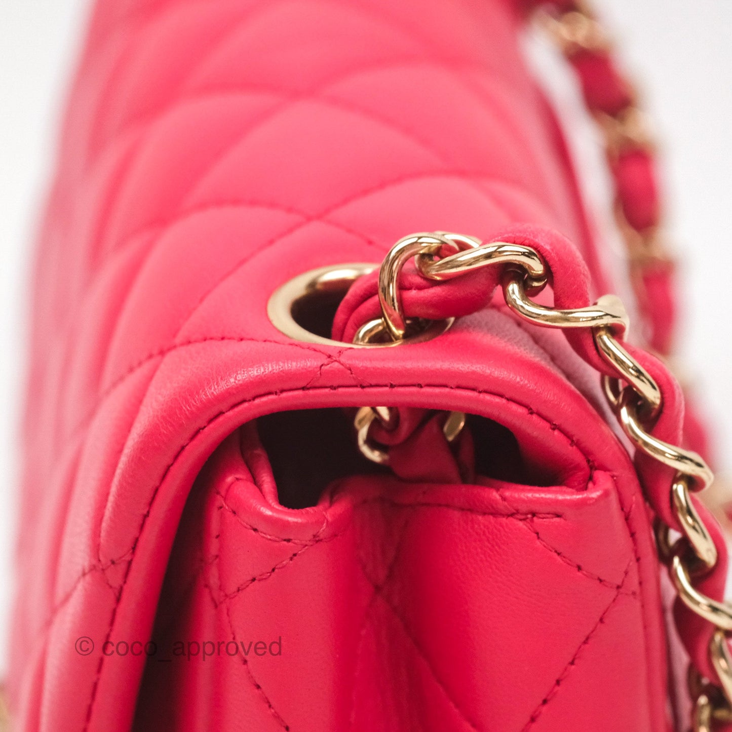 Chanel Mini Square Quilted Red Lambskin Gold Hardware