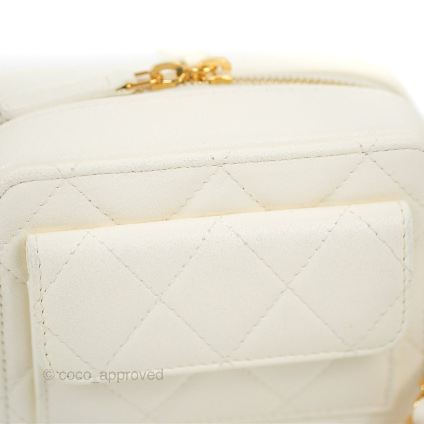 Chanel Mini Vanity Case with Chain White Lambskin Gold Hardware