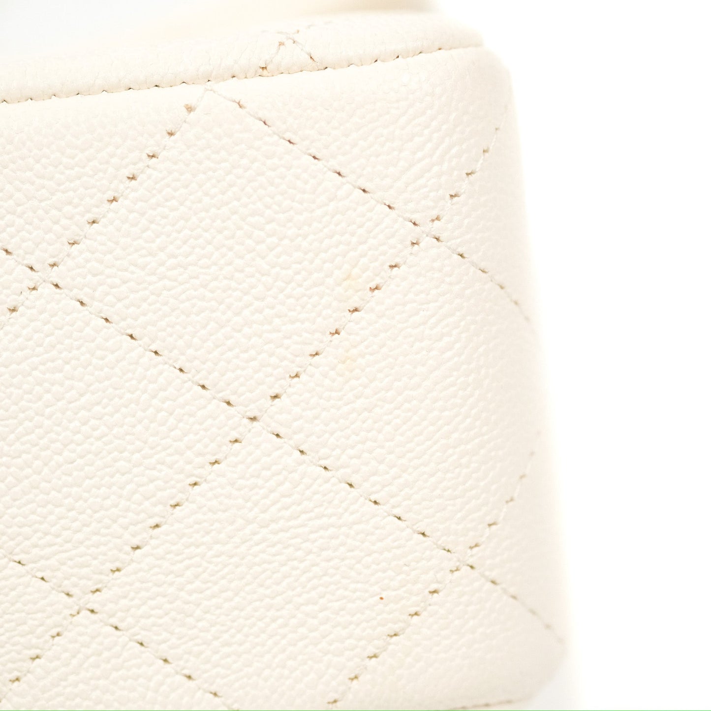 Chanel Top Handle Mini Rectangular Flap Bag White Caviar Gold Hardware