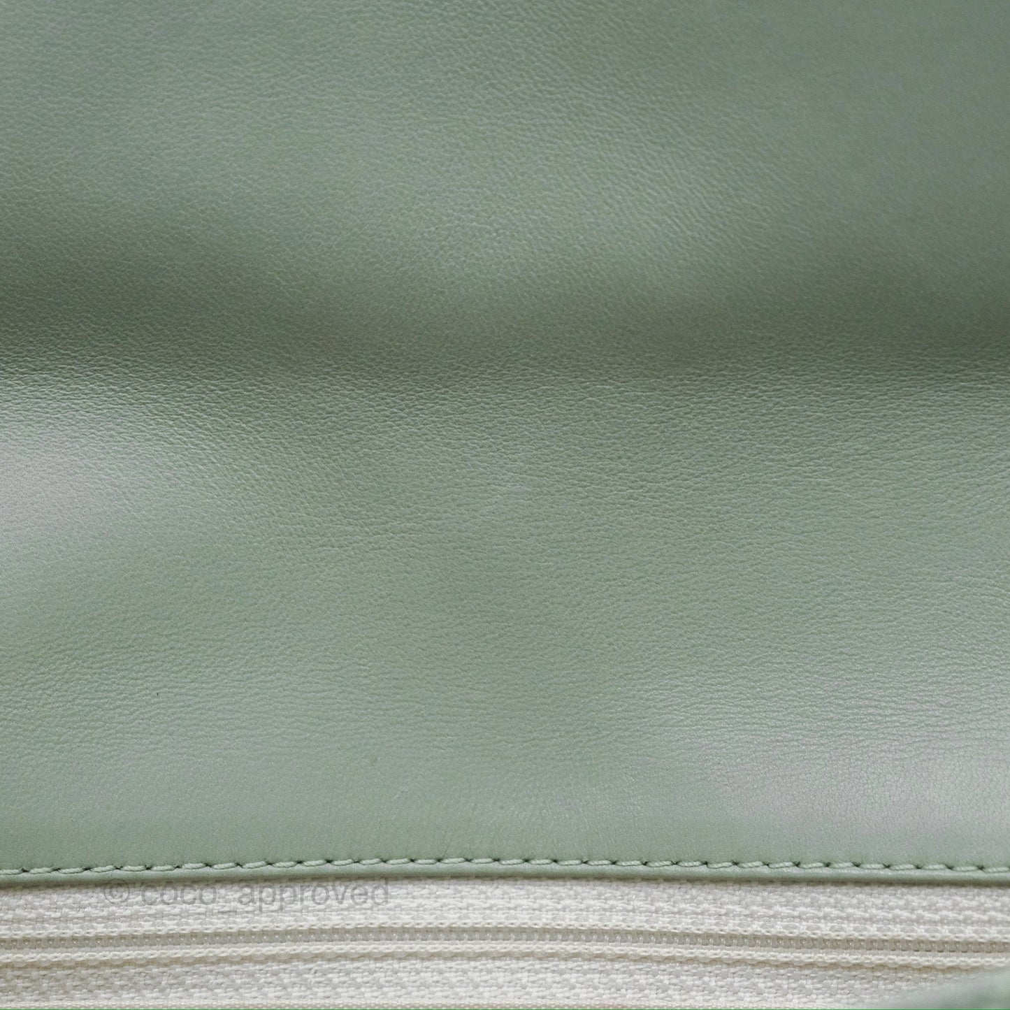 Chanel CC East West Flap Bag Lambskin Mint Green Silver Hardware