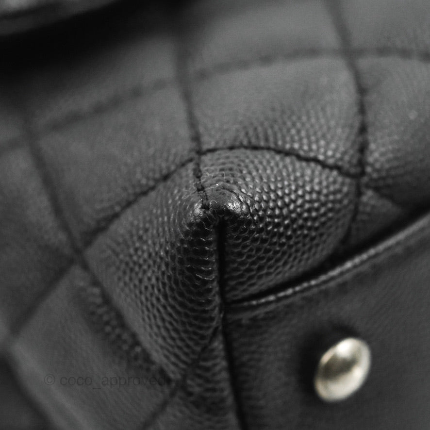 Chanel Medium Coco Handle Quilted Black Caviar Lizard Handle Ruthenium Hardware