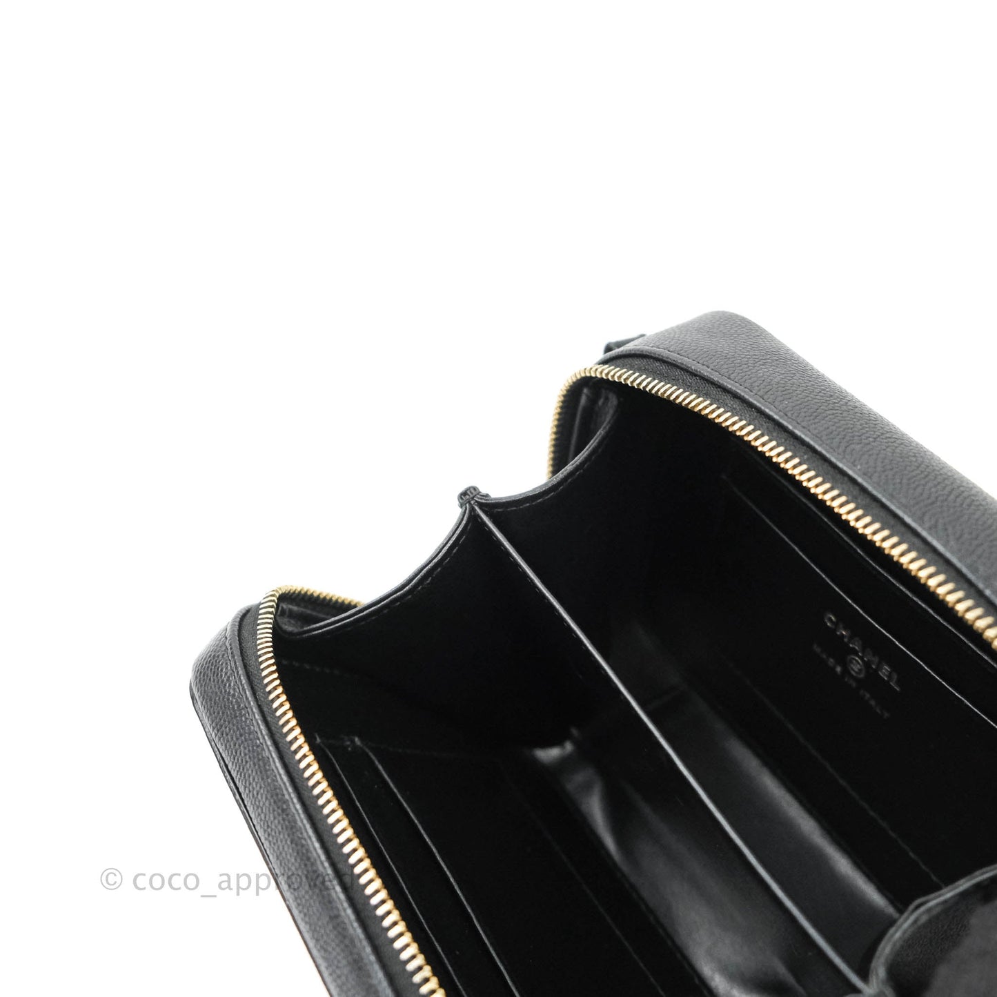 Chanel CC Filigree Vanity Clutch With Chain Caviar Black