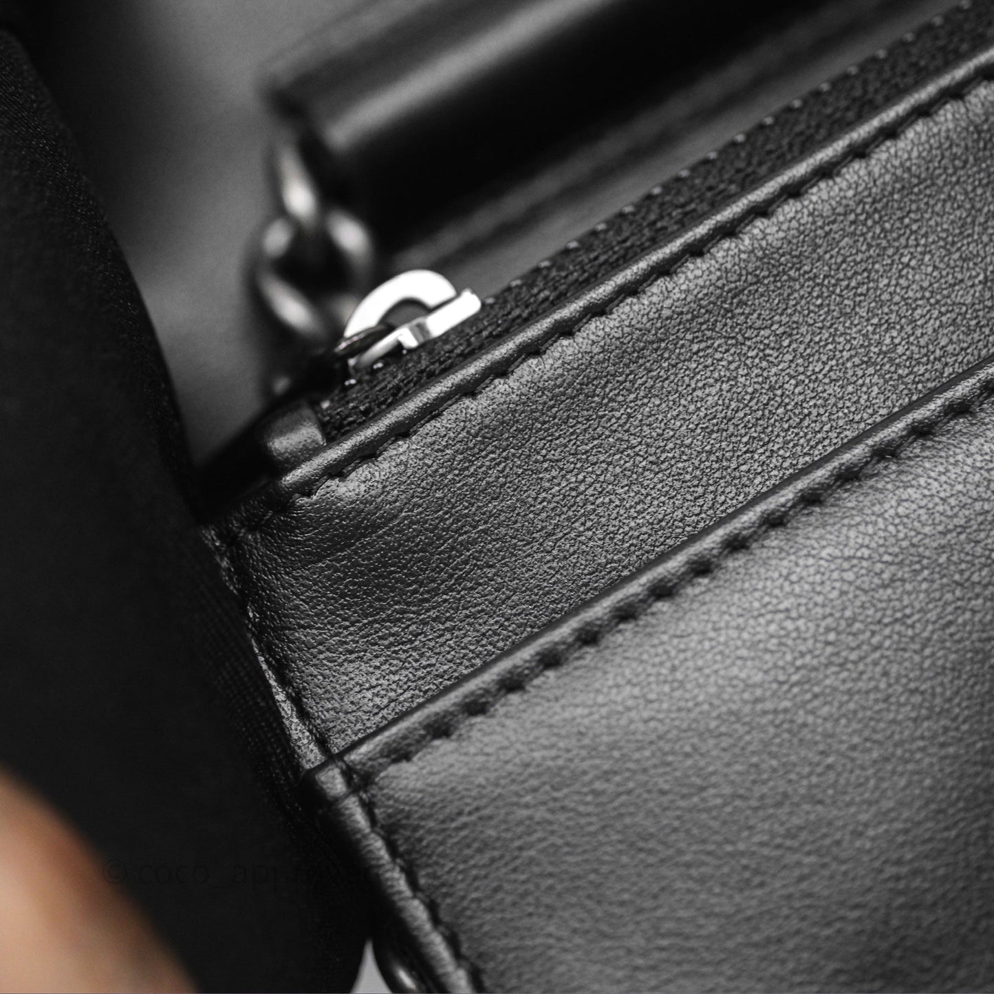 Chanel Quilted Boy Wallet on Chain WOC Black Caviar Ruthenium Hardware