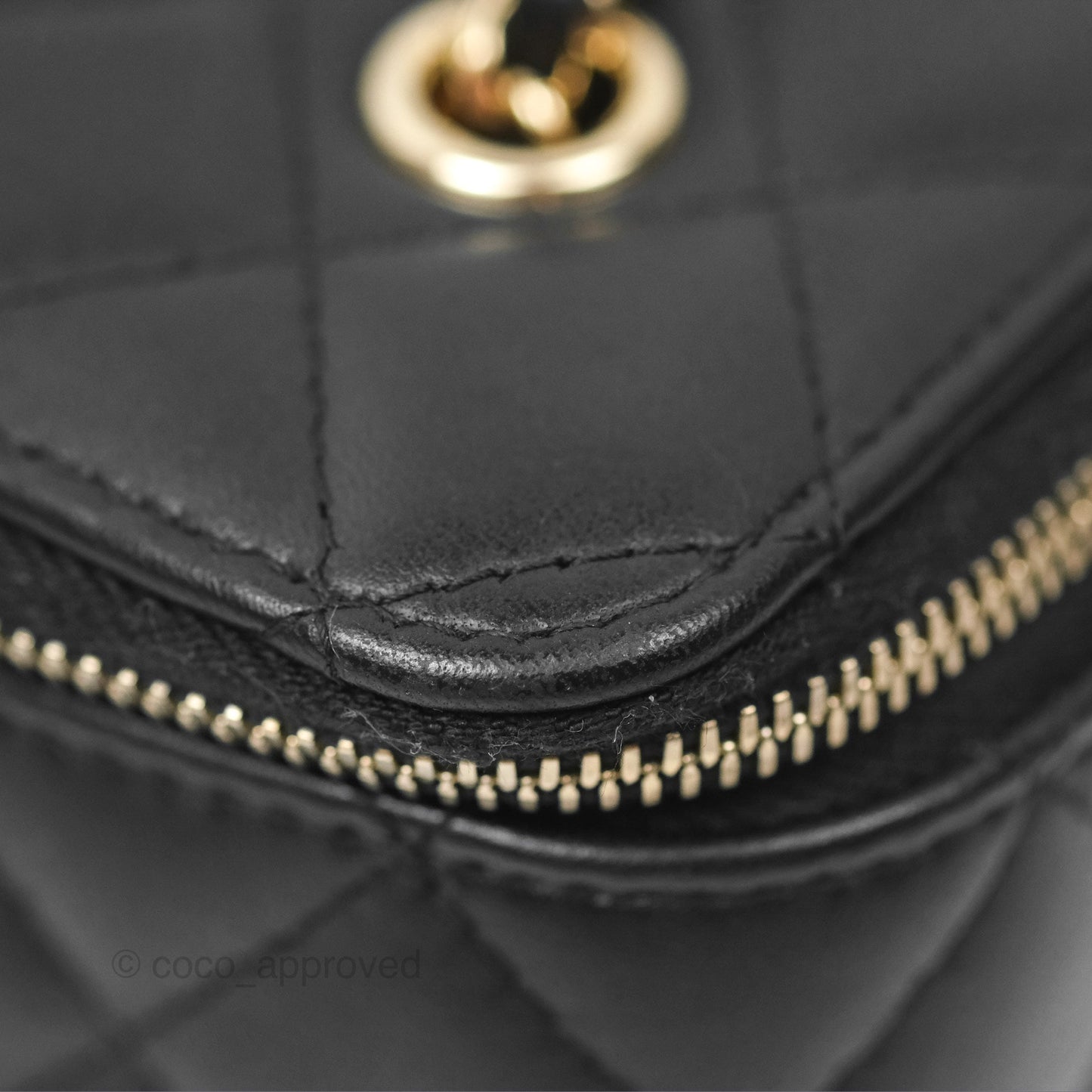 Chanel Vanity Rectangular Black Lambskin Gold Hardware