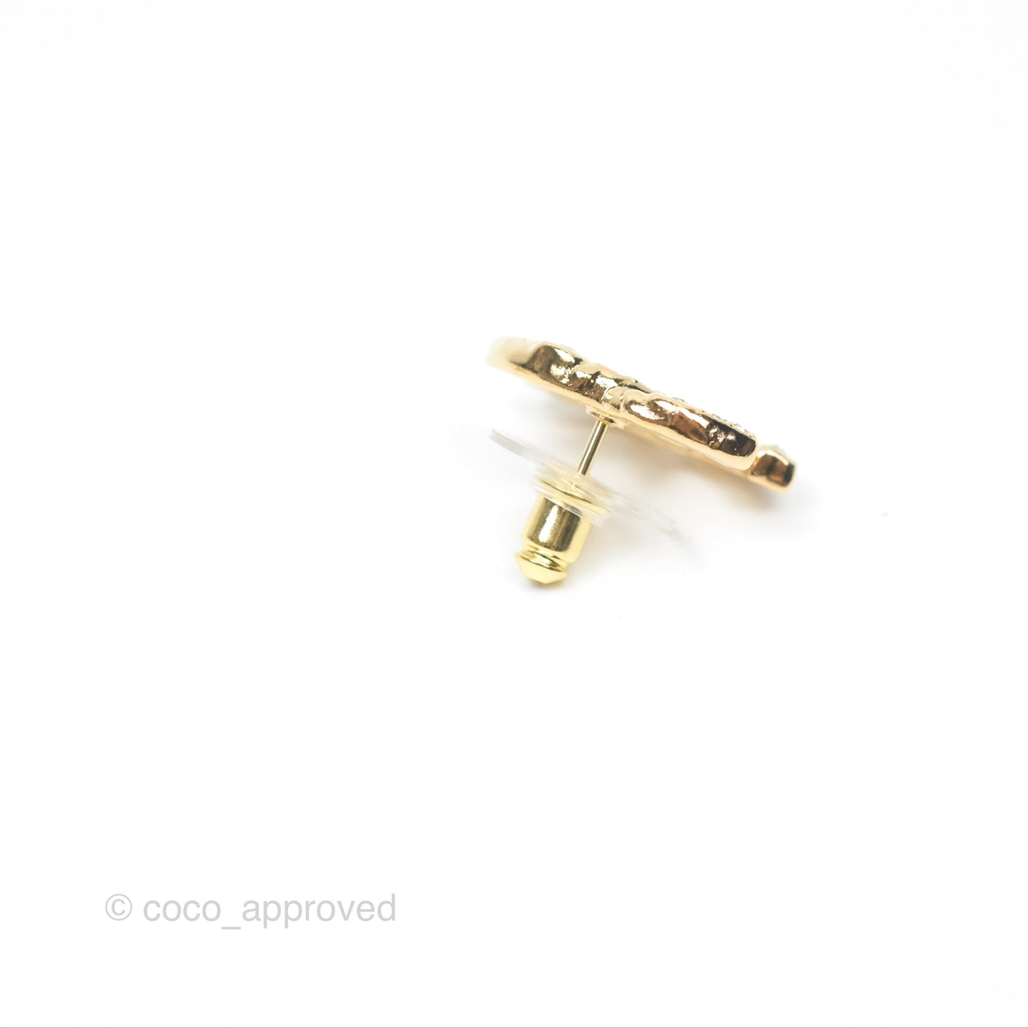 Chanel CC Crystal Earrings Gold Tone 24S