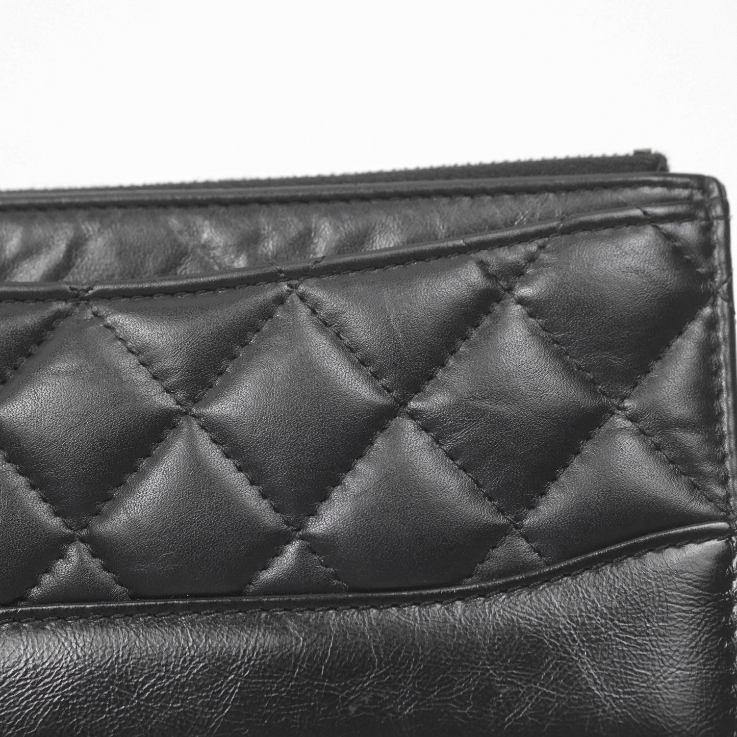Chanel Quilted Gabrielle Zip Pouch Black Calfskin