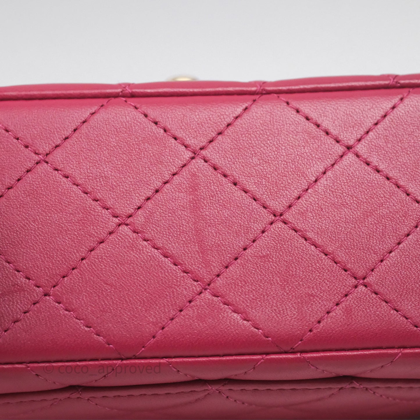 Chanel Top Handle Mini Rectangular Flap Red Lambskin Aged Gold Hardware