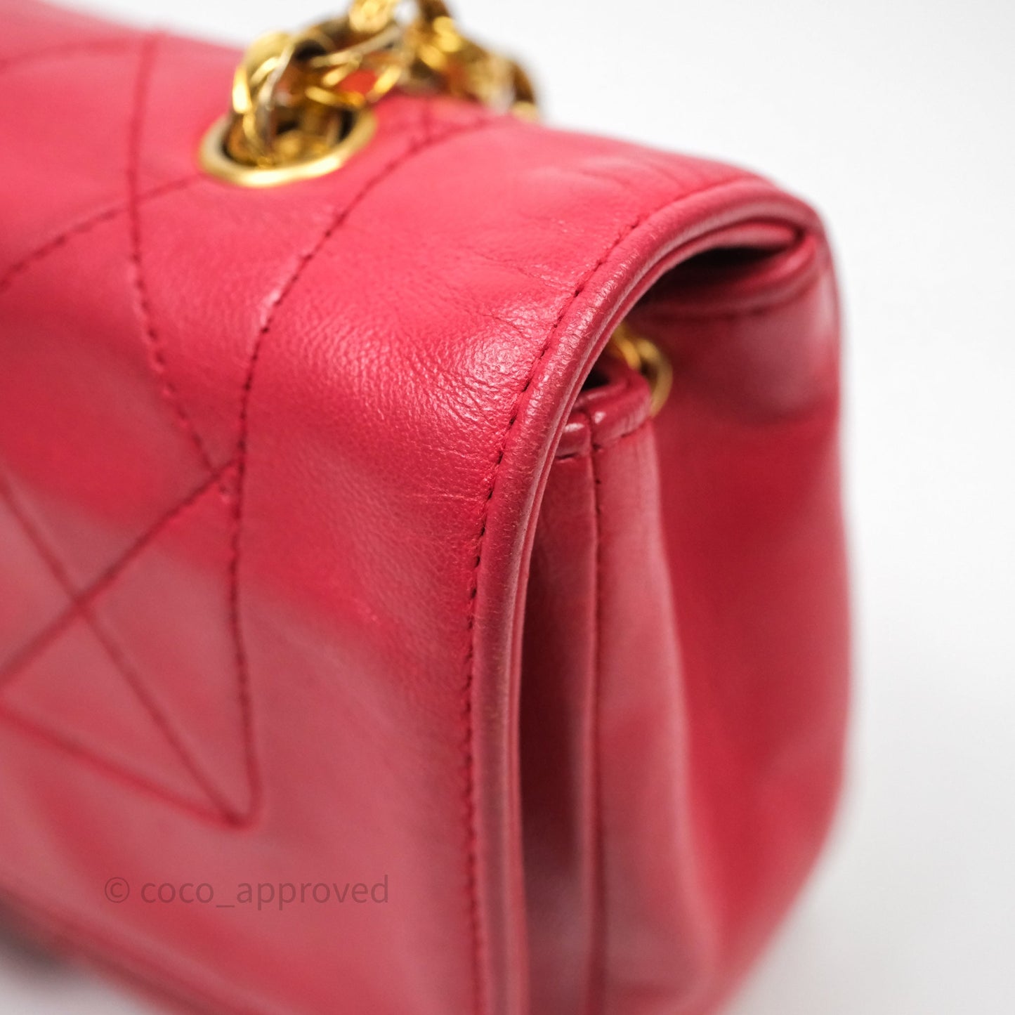Chanel Vintage Mini Bijoux Chain Flap Bag Red Gold Hardware
