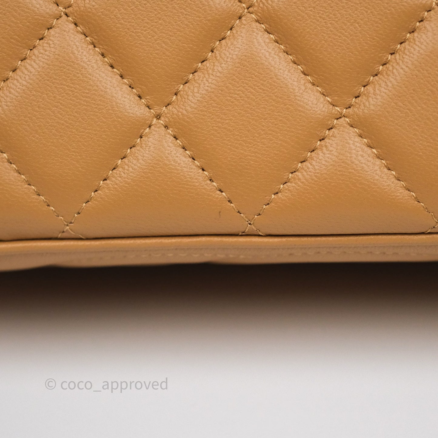 Chanel Top Handle Vanity with Chain Caramel Beige Lambskin Gold Hardware