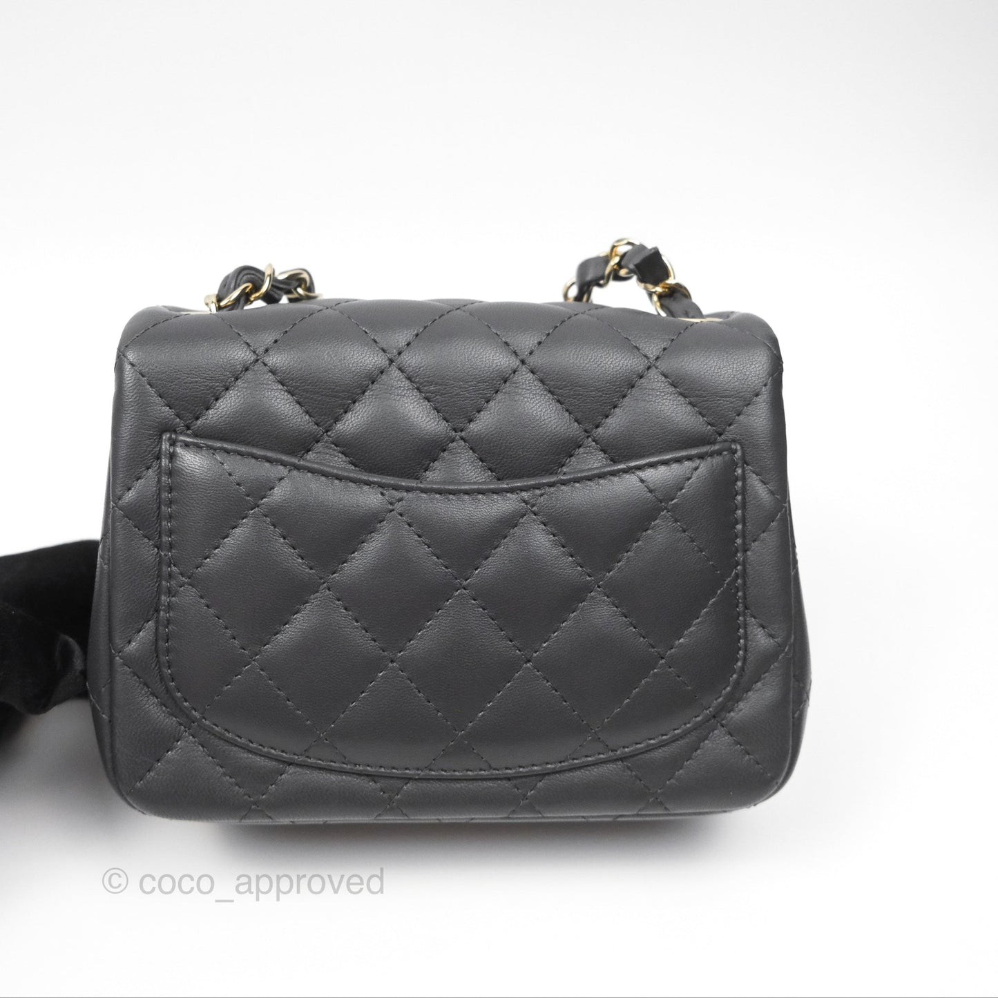 Chanel Mini Square Quilted Grey Lambskin Gold Hardware