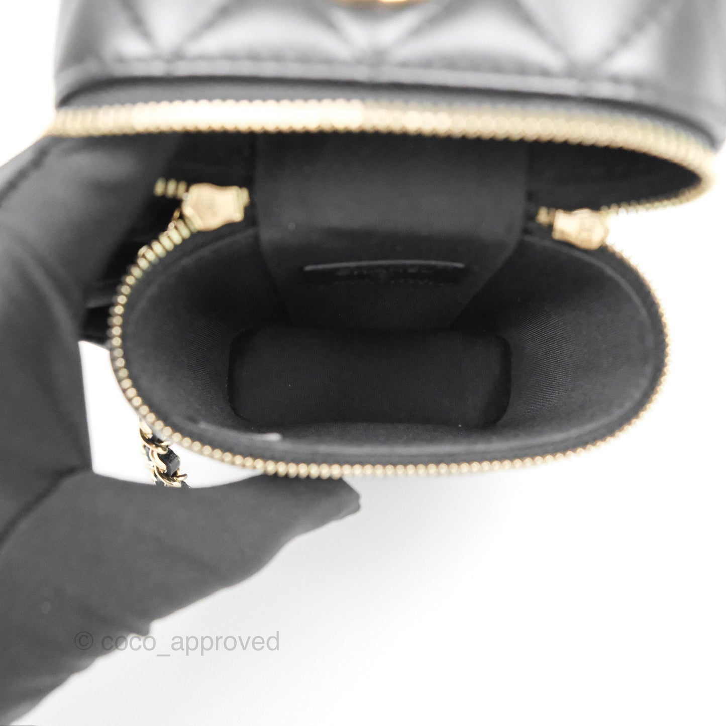 Chanel Trendy Vanity Phone Holder With Chain Black Lambskin Gold Hardware