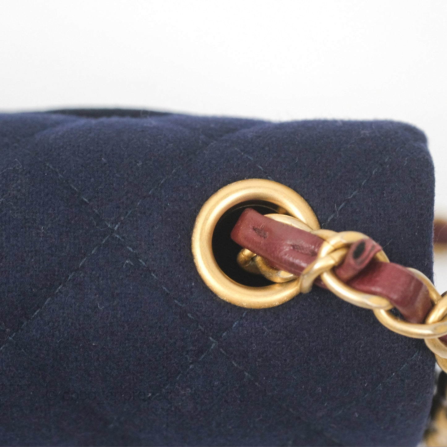 Chanel Mini Charms Rectangular Flap Navy Wool Aged Gold Hardware 18C