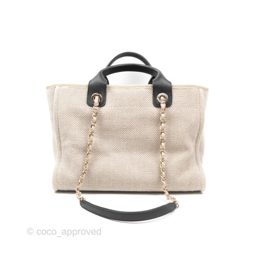 Chanel New Small Deauville Black/Taupe Canvas