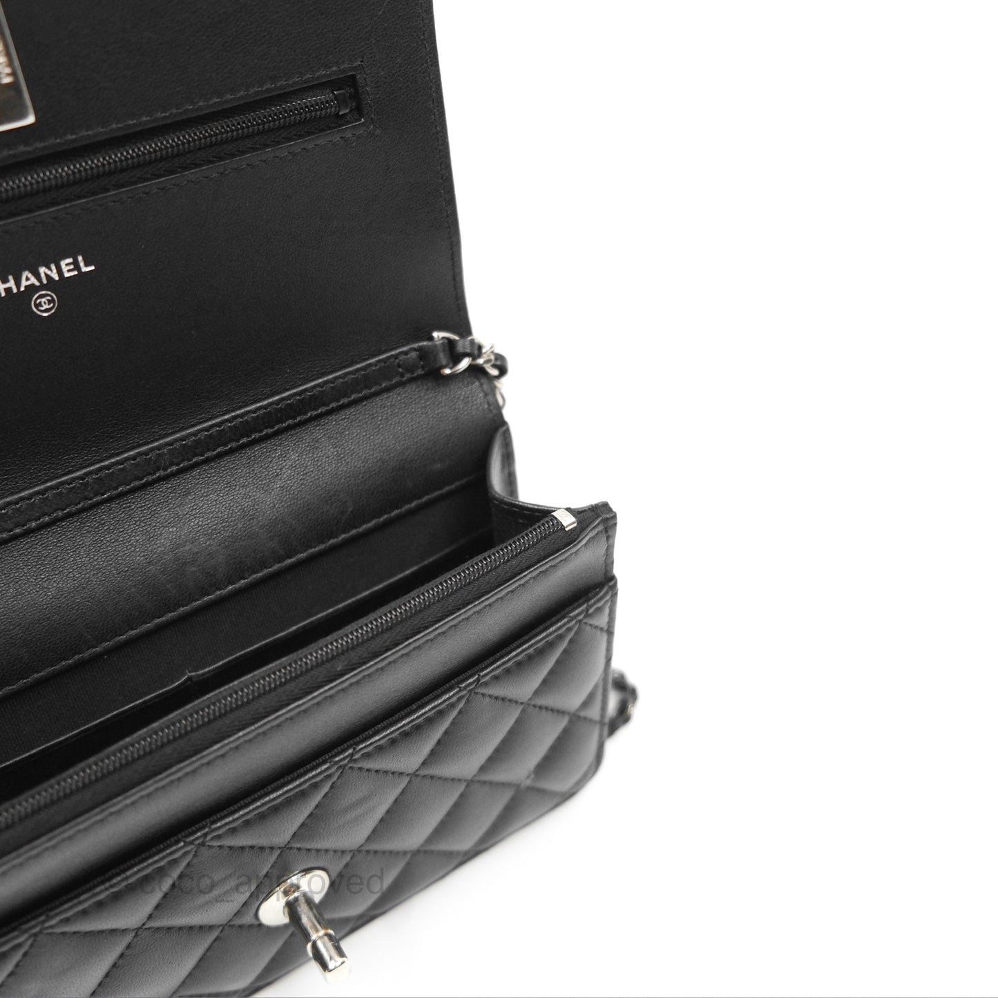 Chanel Gradient CC Wallet On Chain WOC Black Lambskin Silver Hardware 23K
