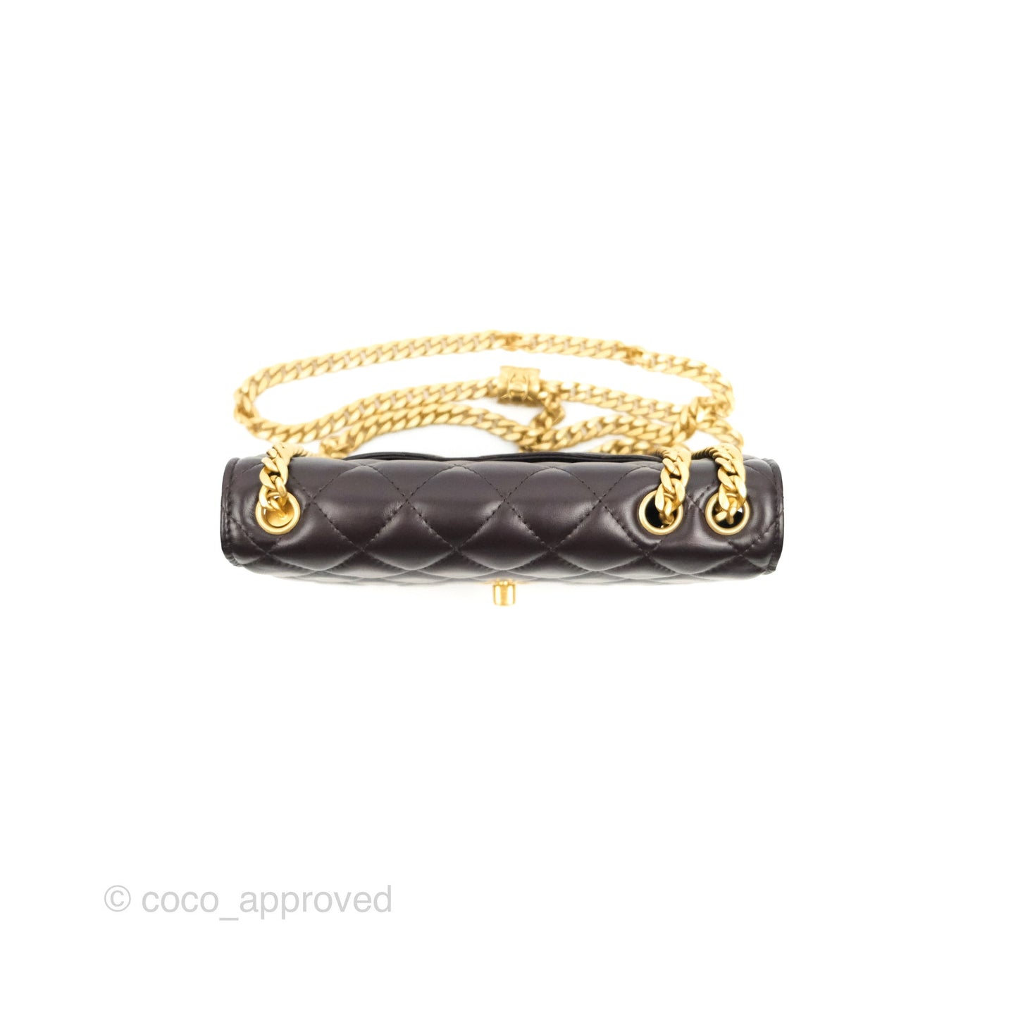 Chanel Quilted Wallet on Chain WOC Adjustable Chain Brown Lambskin Aged Gold Hardware 22K
