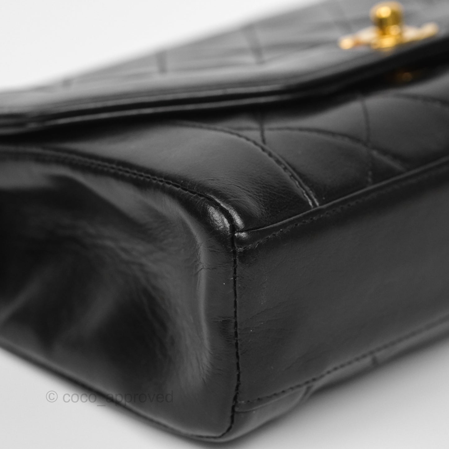 Chanel Vintage Small Diana Flap Black Lambskin 24K Gold Hardware