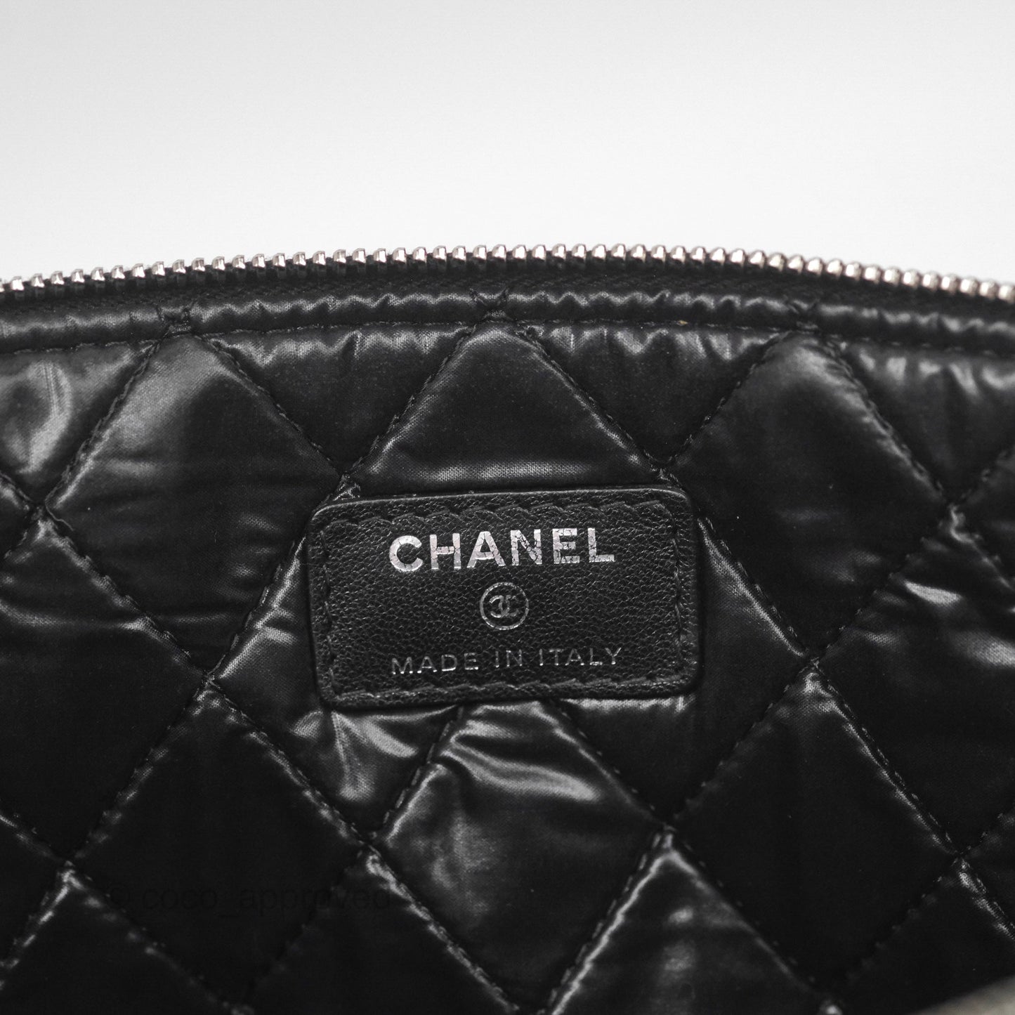 Chanel Mademoiselle Quilted Large O Case Clutch Black Lambskin