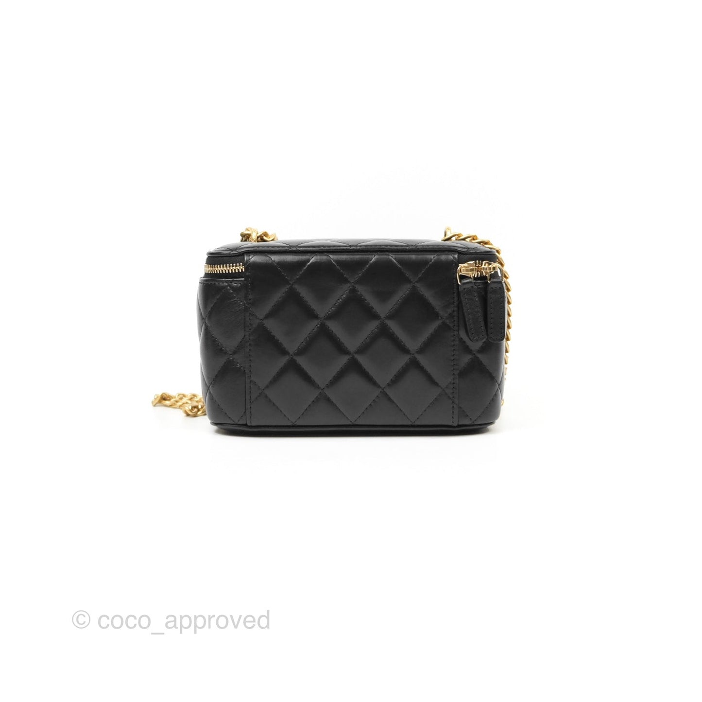 Chanel Vanity with Adjustable Chain Black Lambskin Aged Gold Hardware