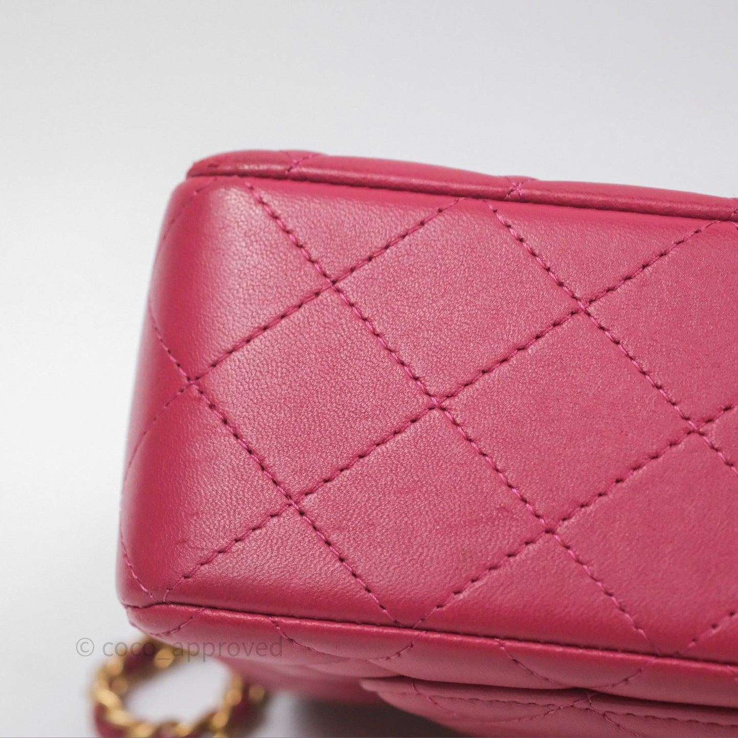 Chanel Top Handle Mini Rectangular Flap Red Lambskin Aged Gold Hardware