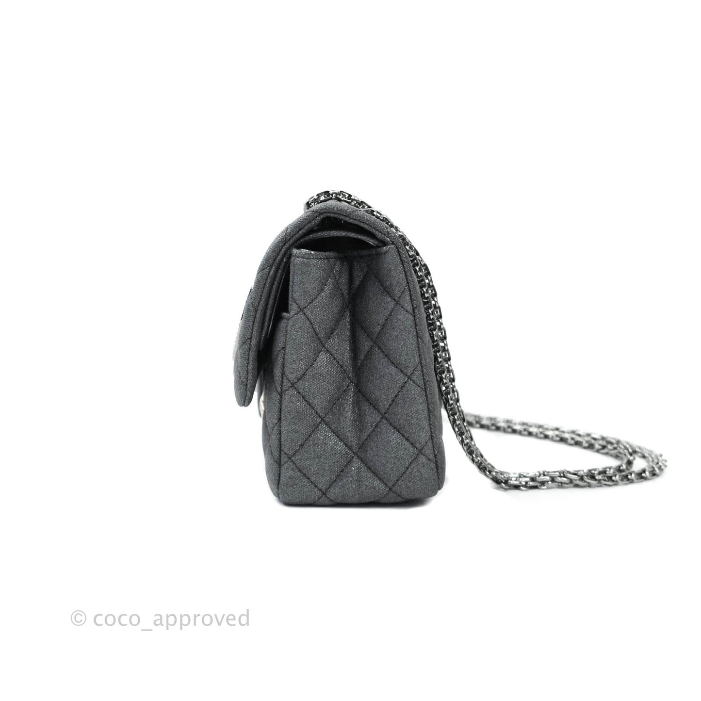 Chanel 2.55 Reissue Lucky Charms 225 Flap Iridescent Metallic Grey Canvas Gun Metal