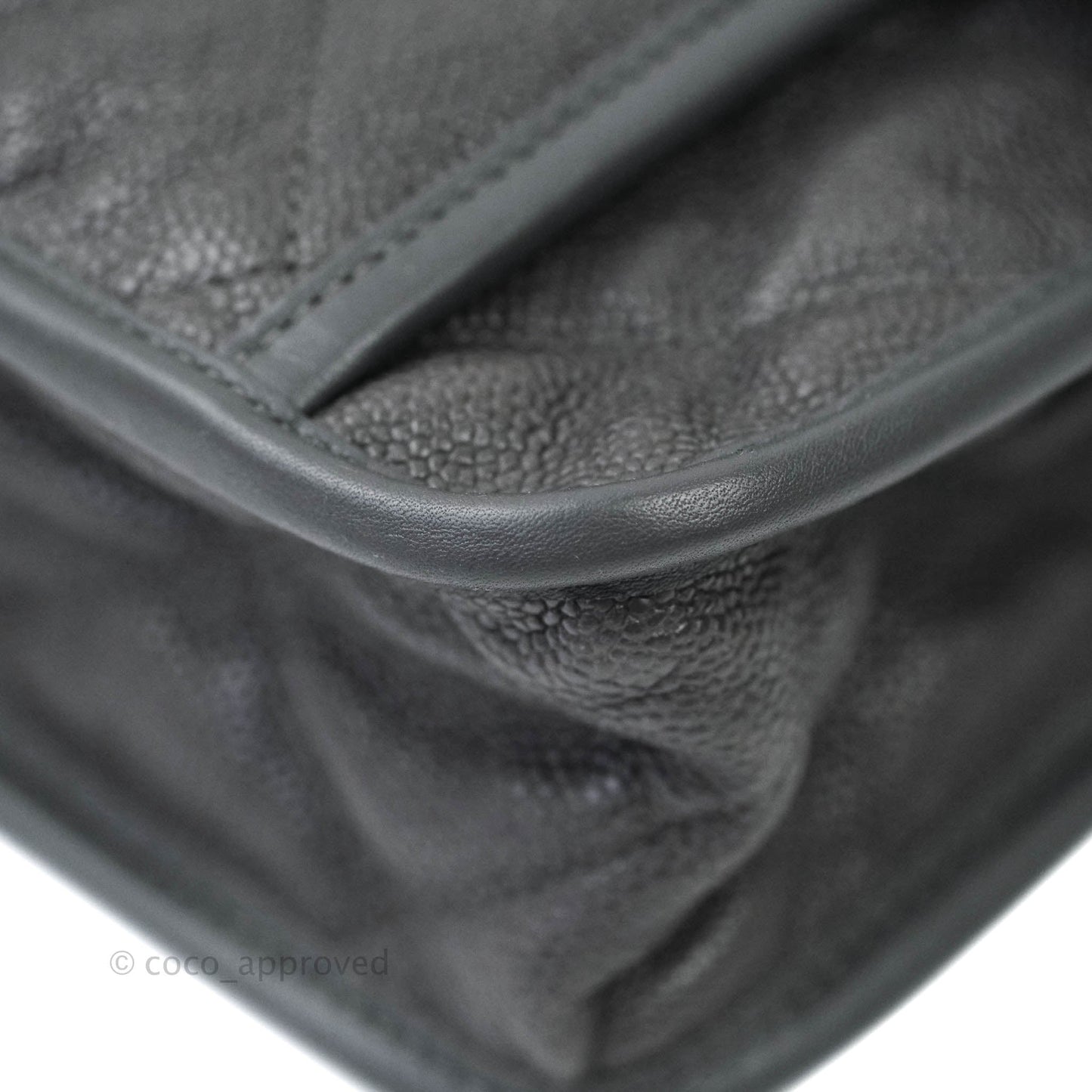 Chanel French Riviera Quilted Large Flap Bag Caviar Grey Silver Hardware