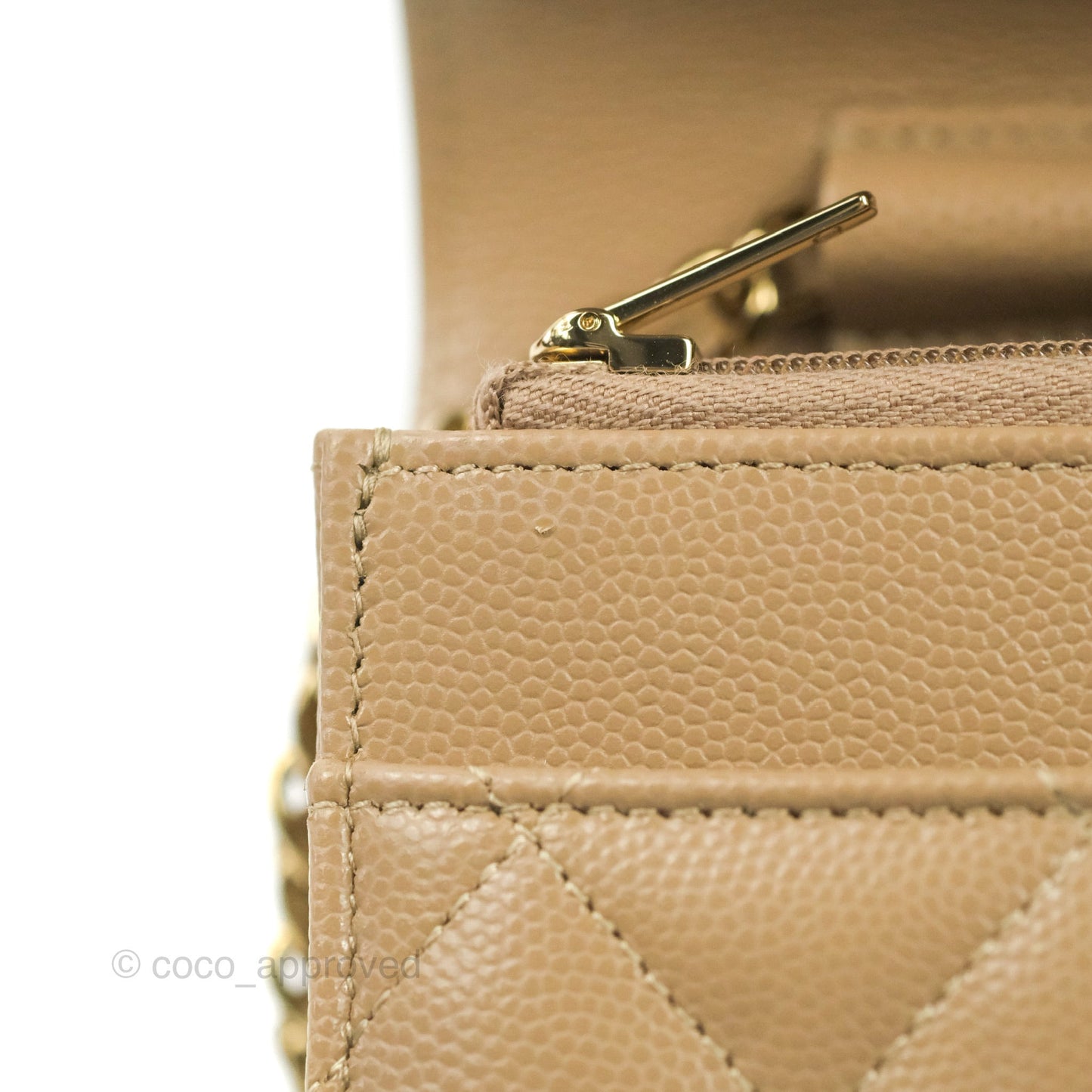 Chanel Quilted Classic Wallet on Chain WOC Dark Beige Caviar Gold Hardware