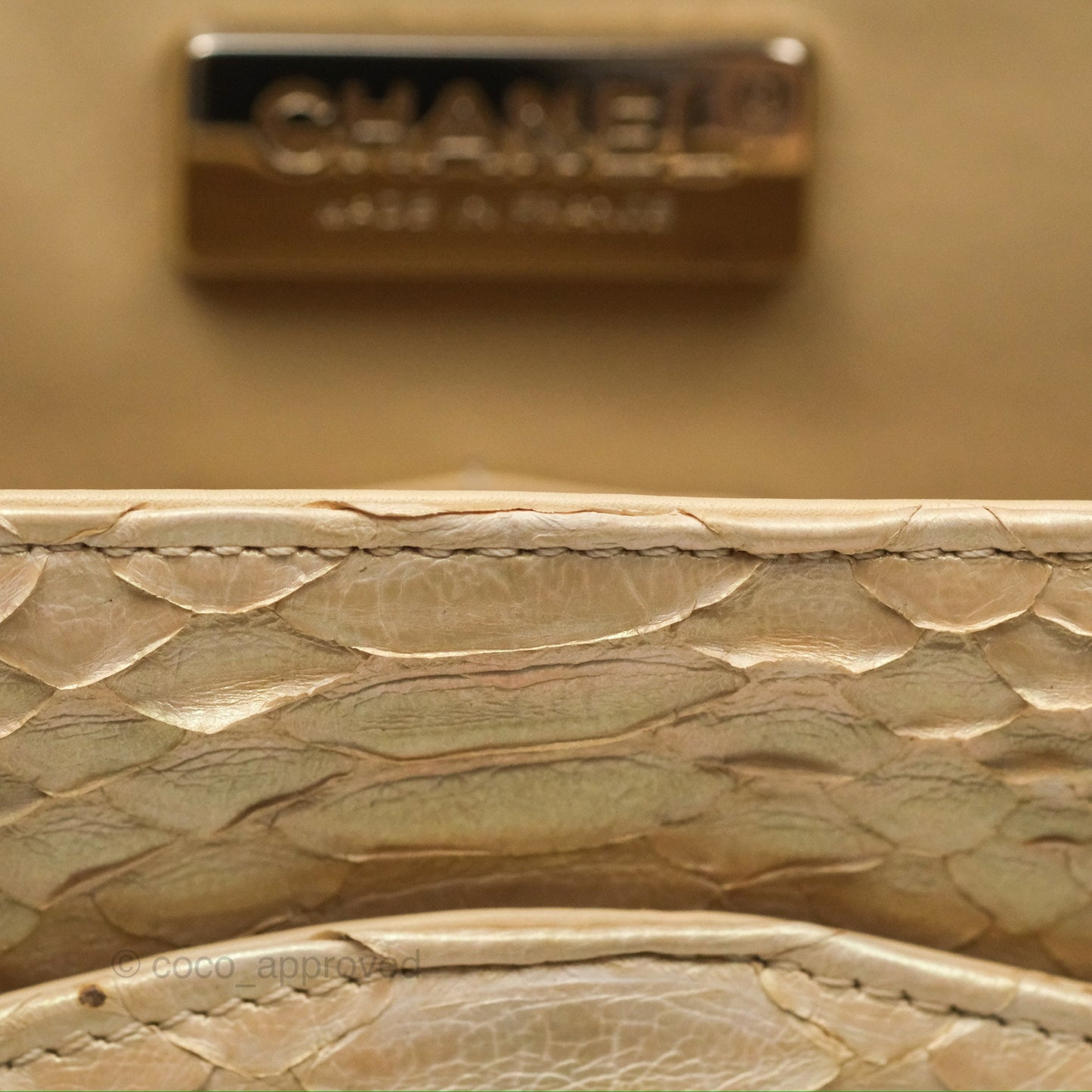 Chanel Jumbo Double Flap Iridescent Gold Python Gold Hardware⁣⁣