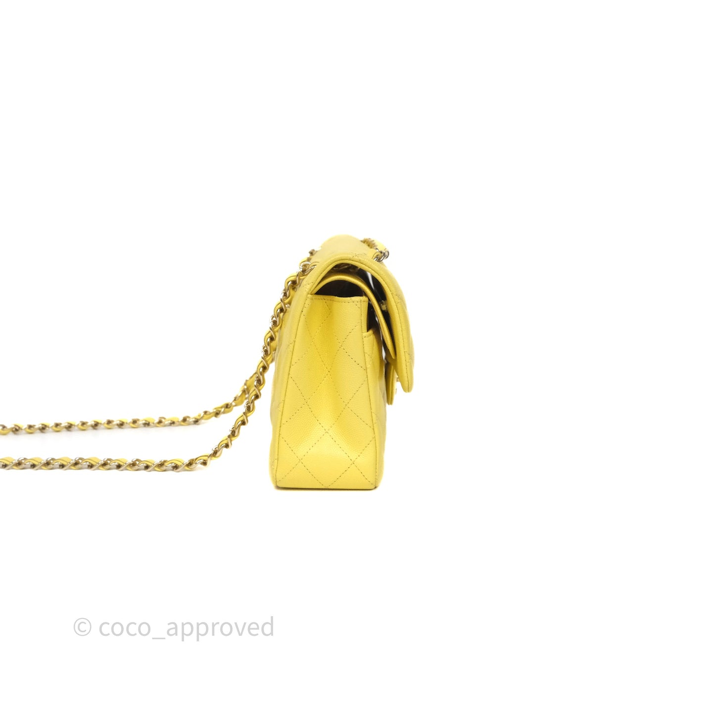 Chanel Small Classic Flap Quilted Yellow Caviar Gold Hardware