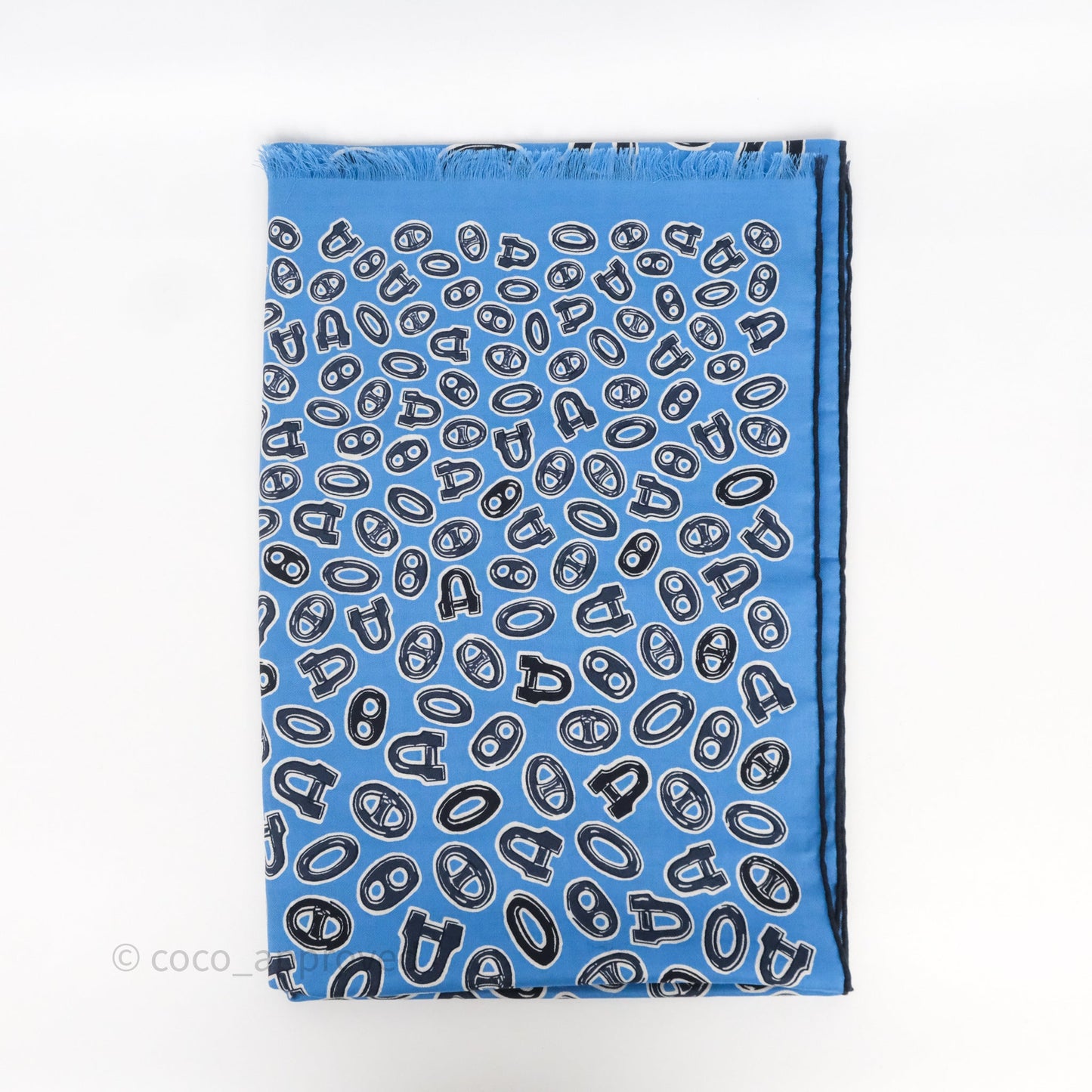 Hermès Wool/Silk Scarf Blue/ Navy
