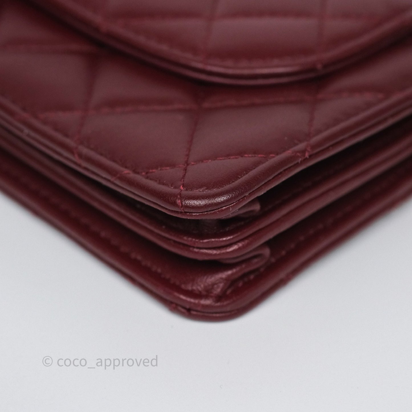 Chanel Mini WOC with CC Chain Burgundy Lambskin Gold Hardware 22K