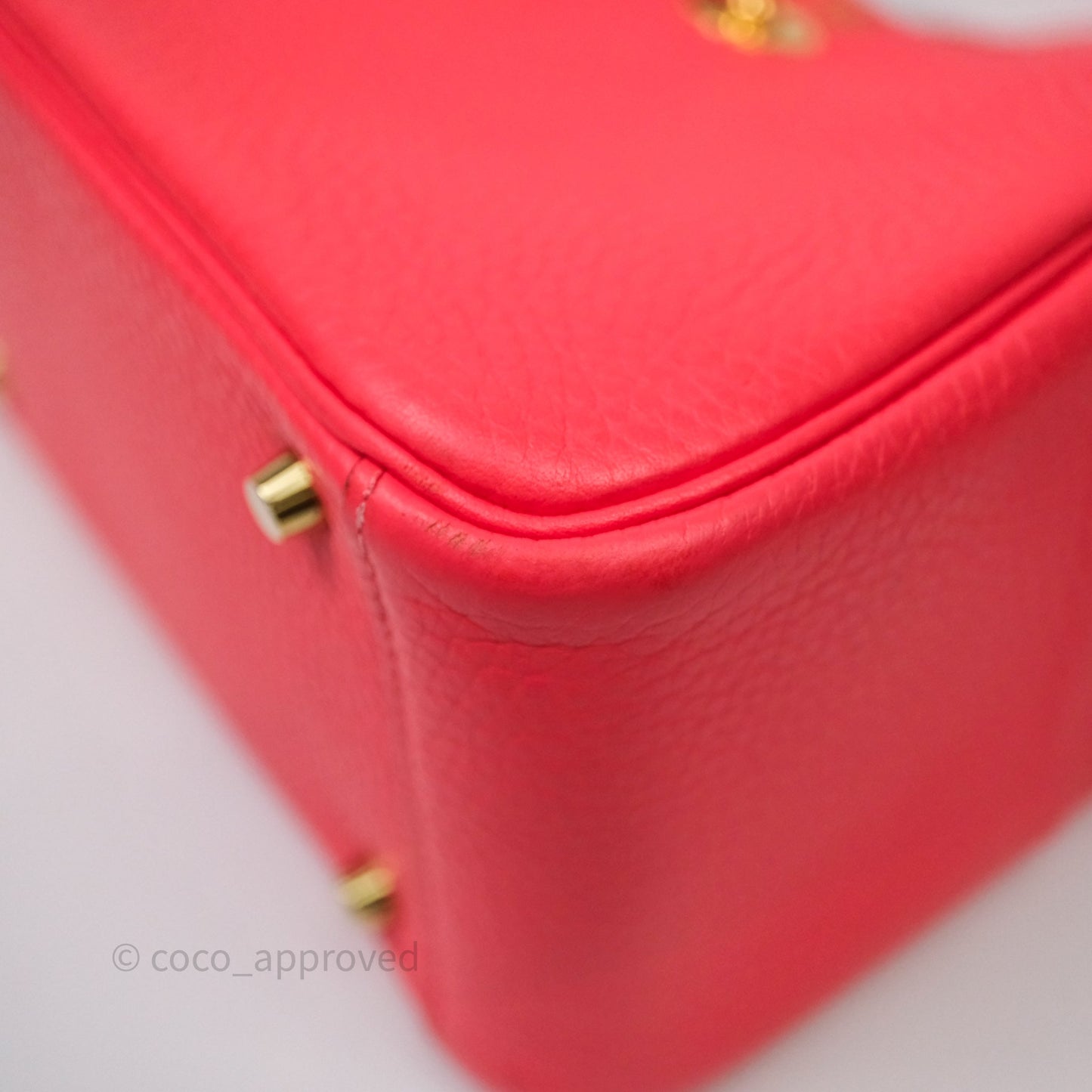 Hermès Mini Lindy 0E Rose Texas Clemence Gold Hardware