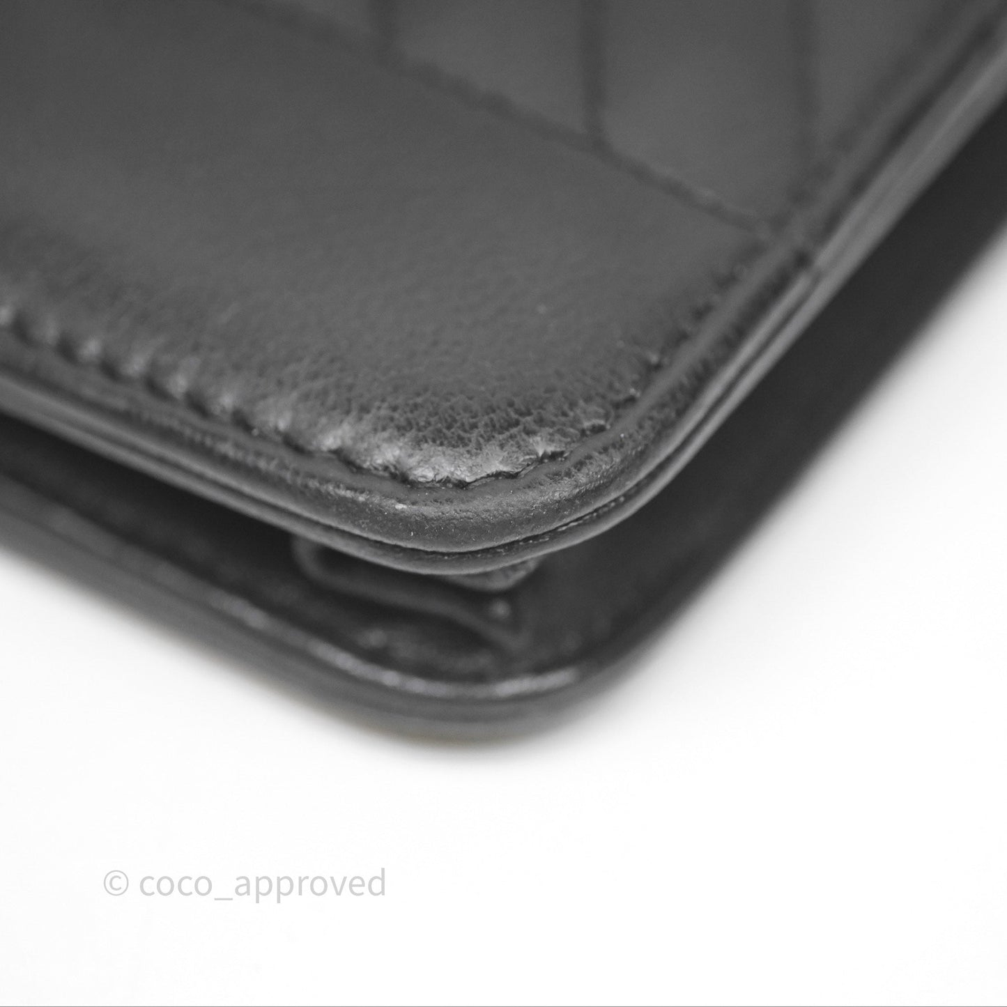 Chanel Reversed Chevron Wallet On Chain WOC Black Lambskin Aged Gold Hardware