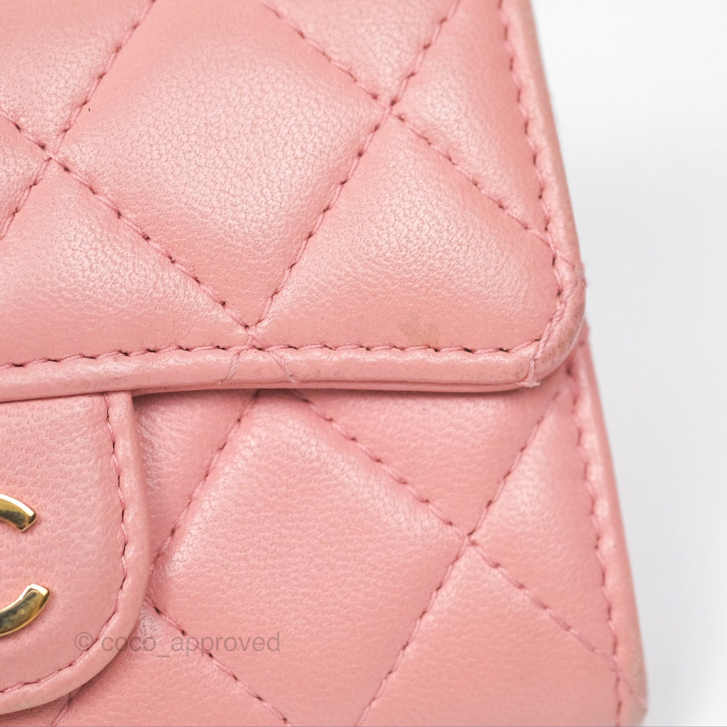 Chanel Classic Flap Card Holder Quilted Pink Lambskin Gold Hardware