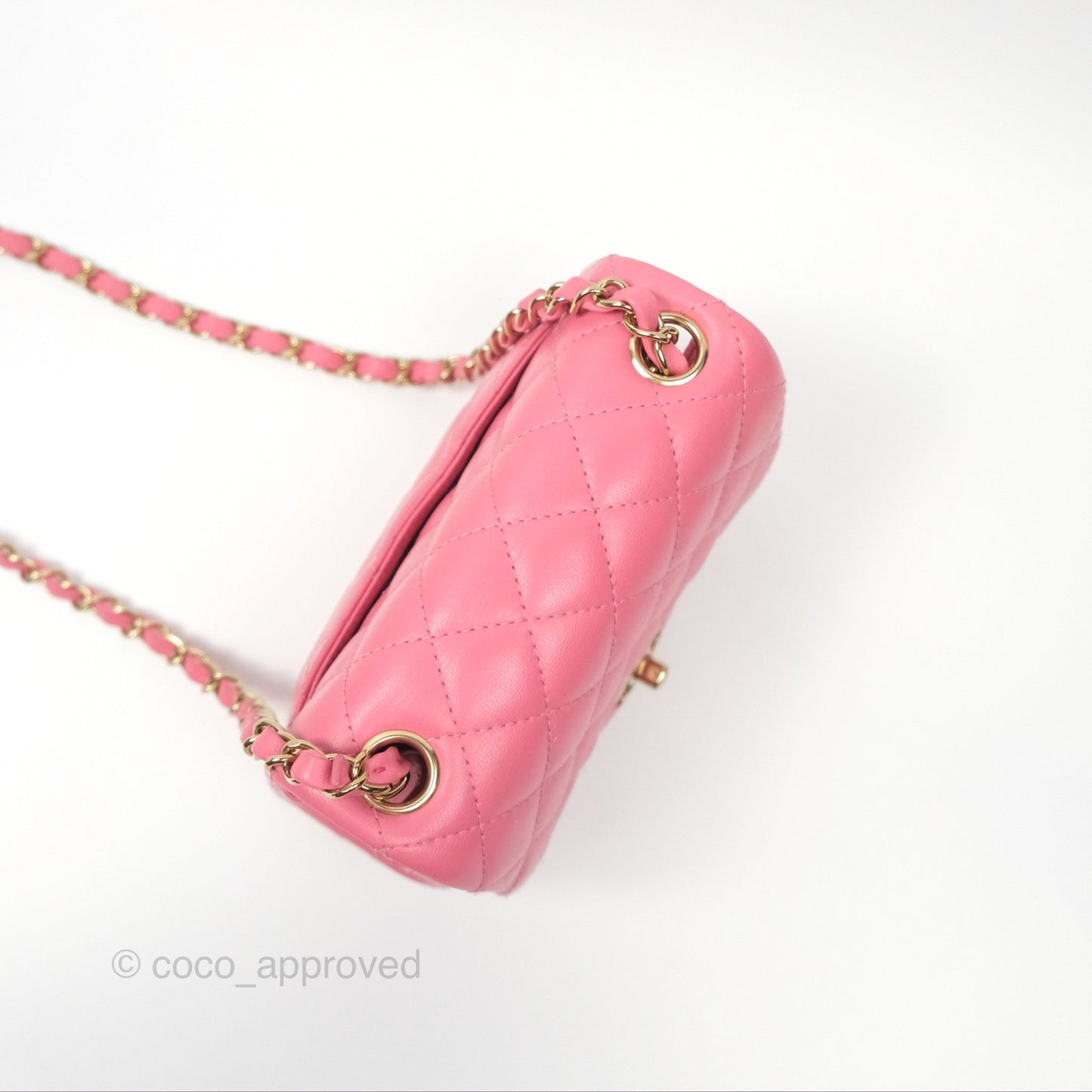 Chanel Quilted Mini Square Lambskin Pink Gold Hardware