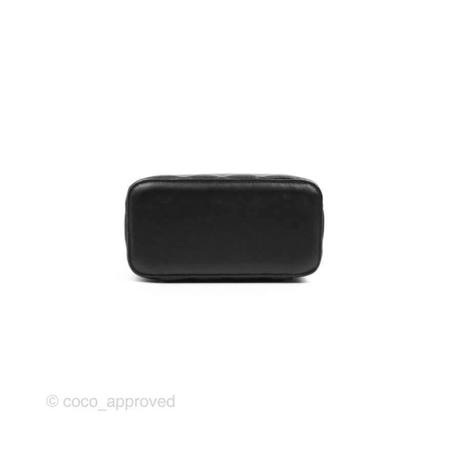 Chanel Vanity Rectangular Top Handle Black Lambskin Gold Hardware