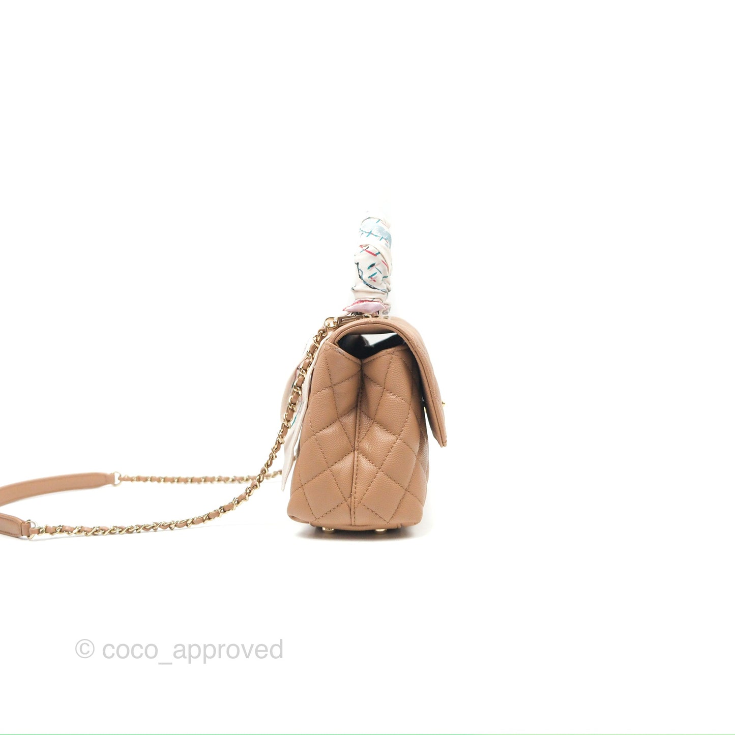 Chanel Small Coco Handle Quilted Beige Caviar Gold Hardware