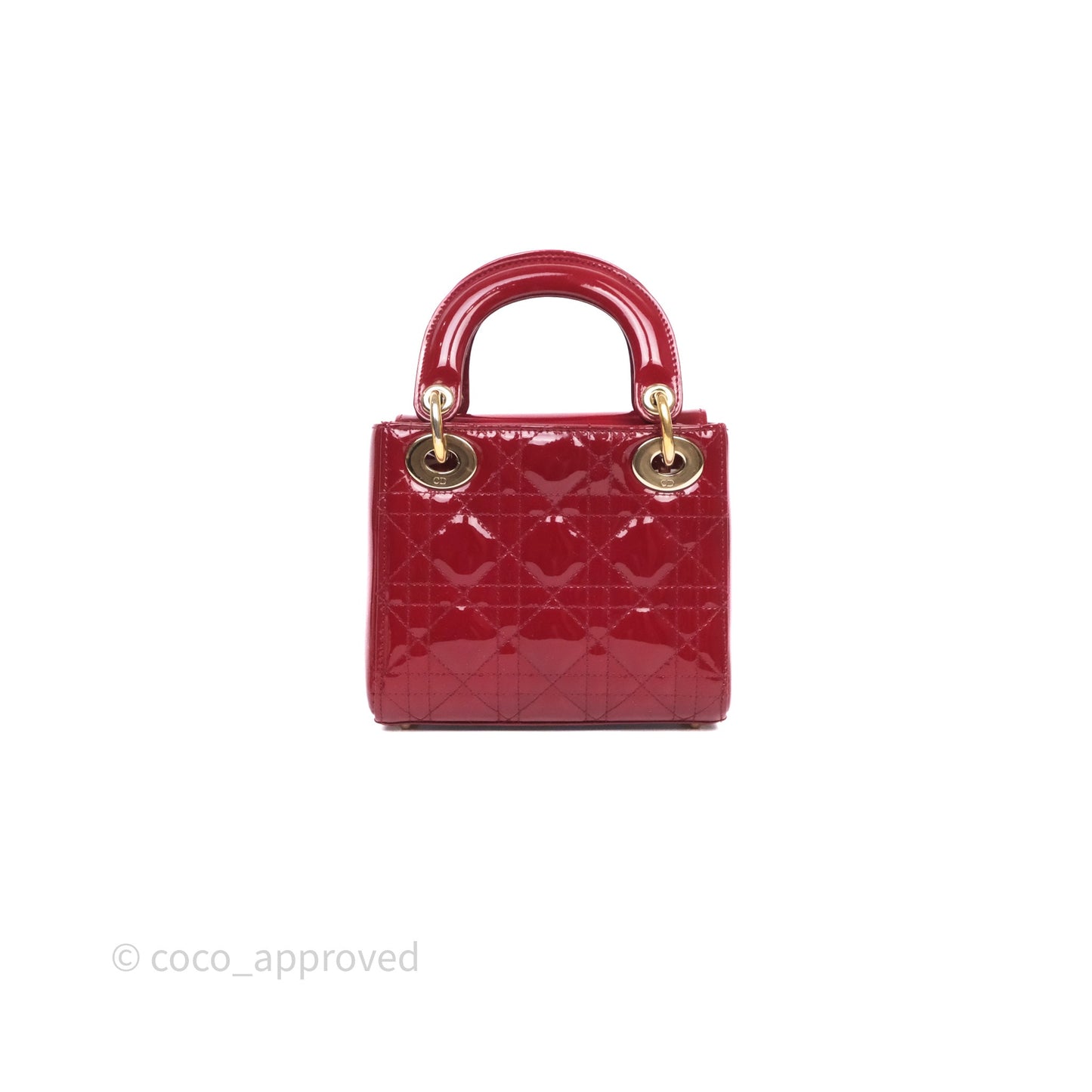 Christian Dior Mini Lady Dior Bag Red Patent Gold Hardware