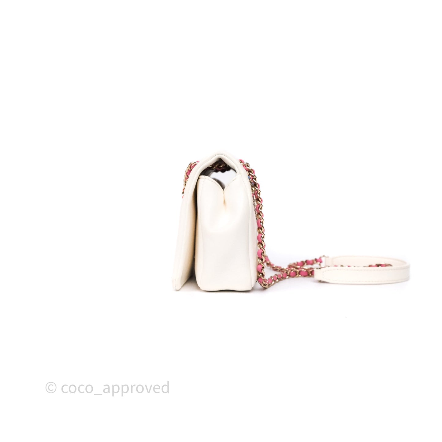 Chanel Small Entwined Chain Flap White Lambskin Gold Hardware
