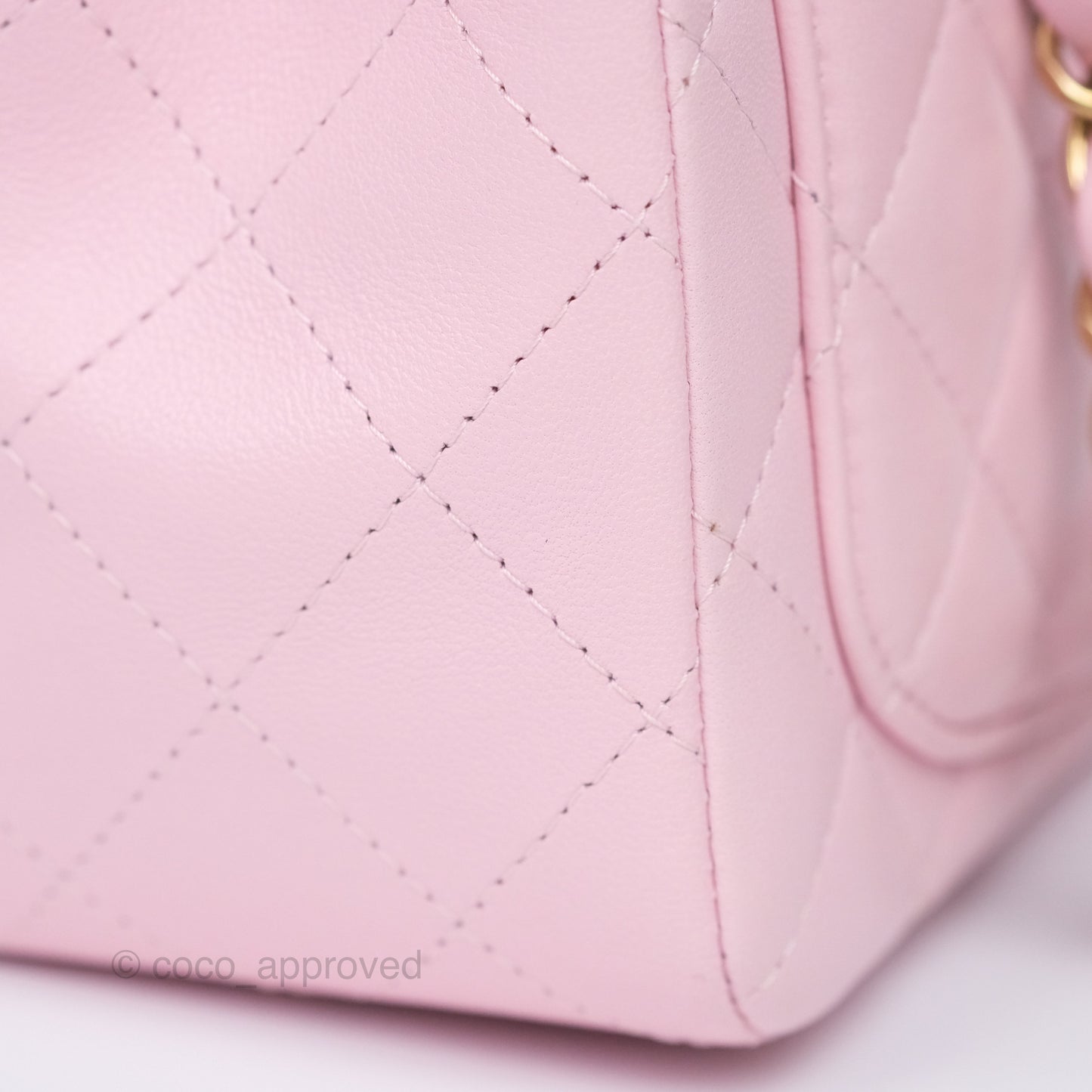Chanel Mini Square Flap Quilted Pink Lambskin Gold Hardware