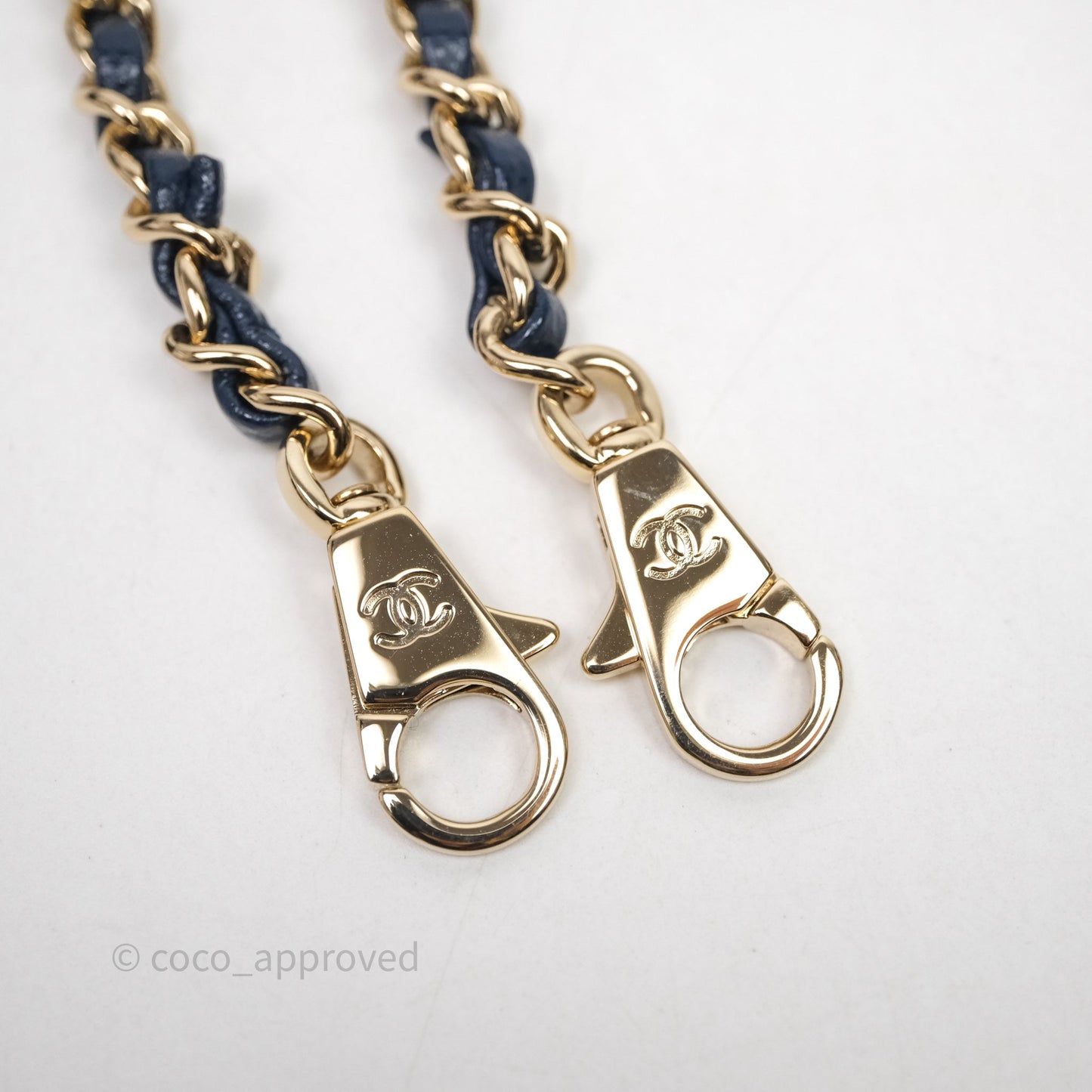 Chanel Small Coco Handle Navy Caviar Gold Hardware Lizard Handle