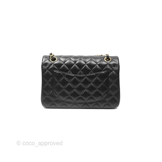 Chanel Small Classic Quilted Flap Black Lambskin Gold Hardware
