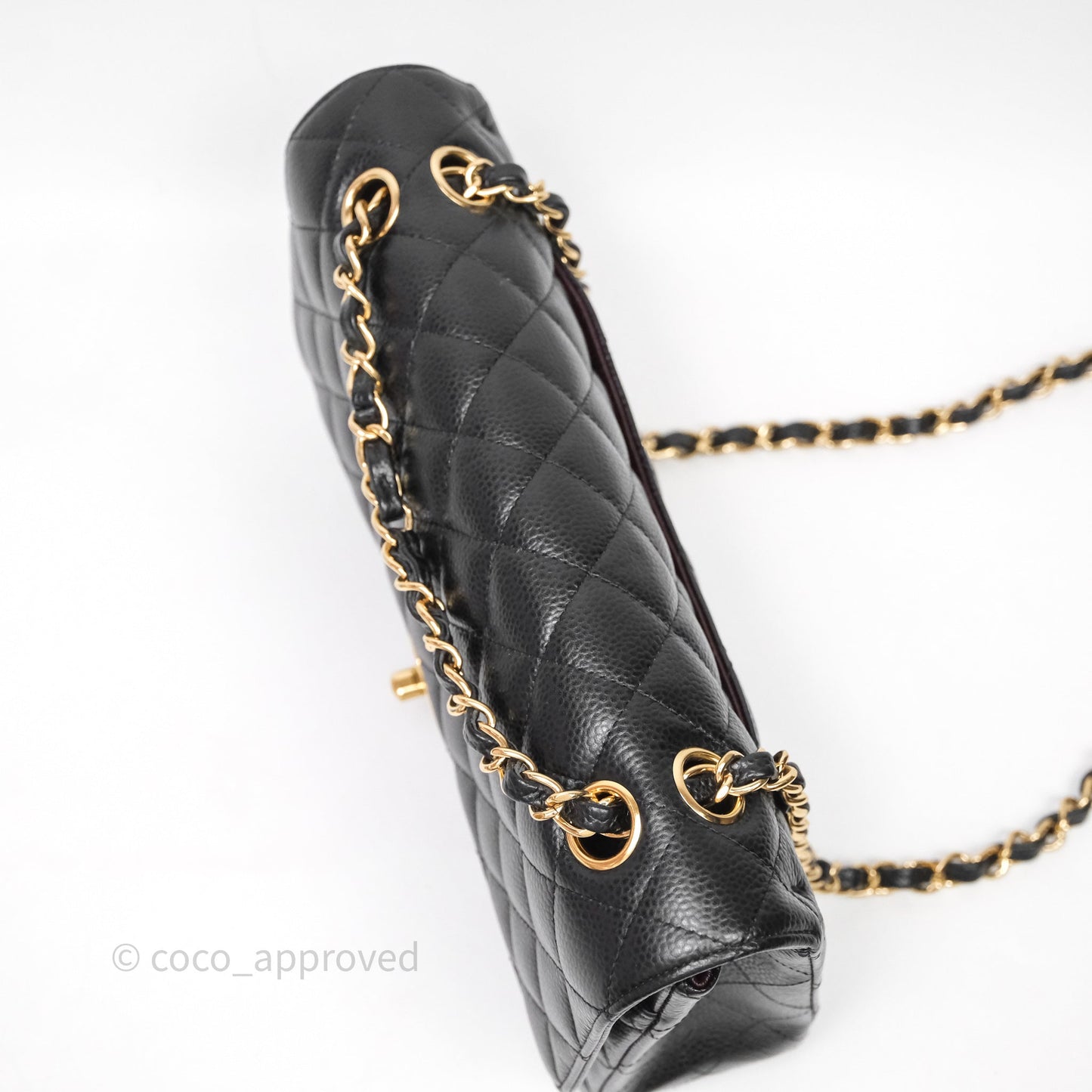 Chanel Quilted Classic M/L Medium Flap Black Caviar Gold Hardware