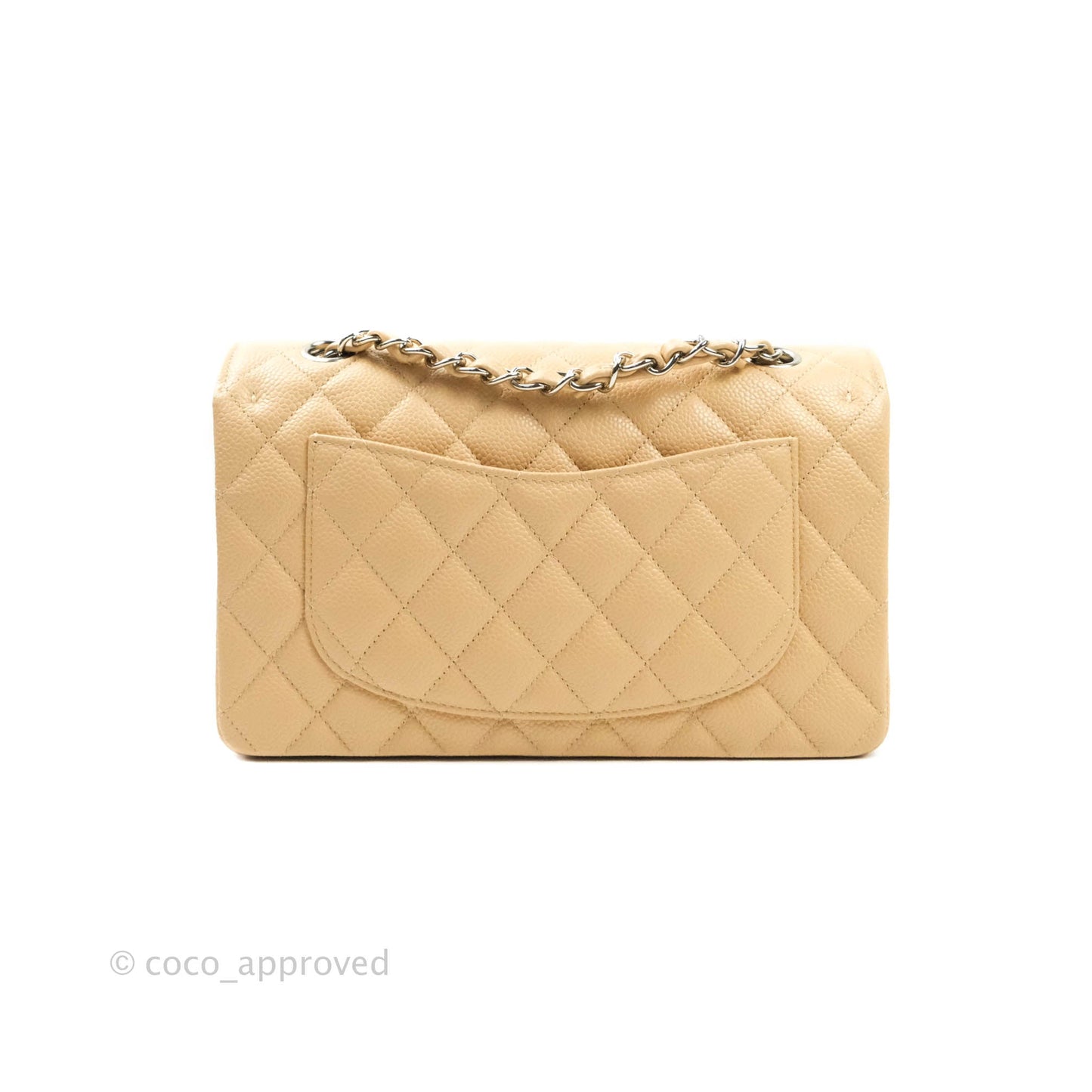 Chanel Classic Small S/M Flap Beige Caviar Silver Hardware