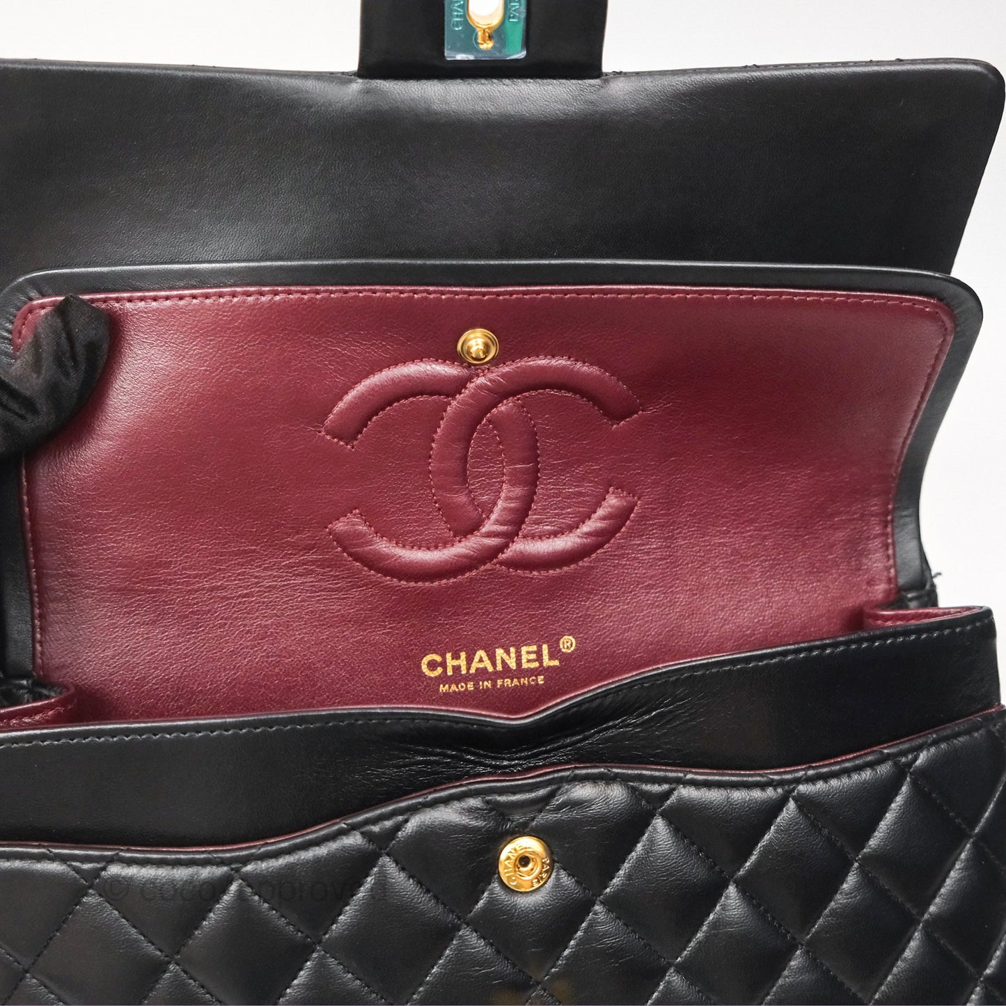 Chanel Classic M/L Medium Flap Quilted Black Lambskin 24K Gold Hardware