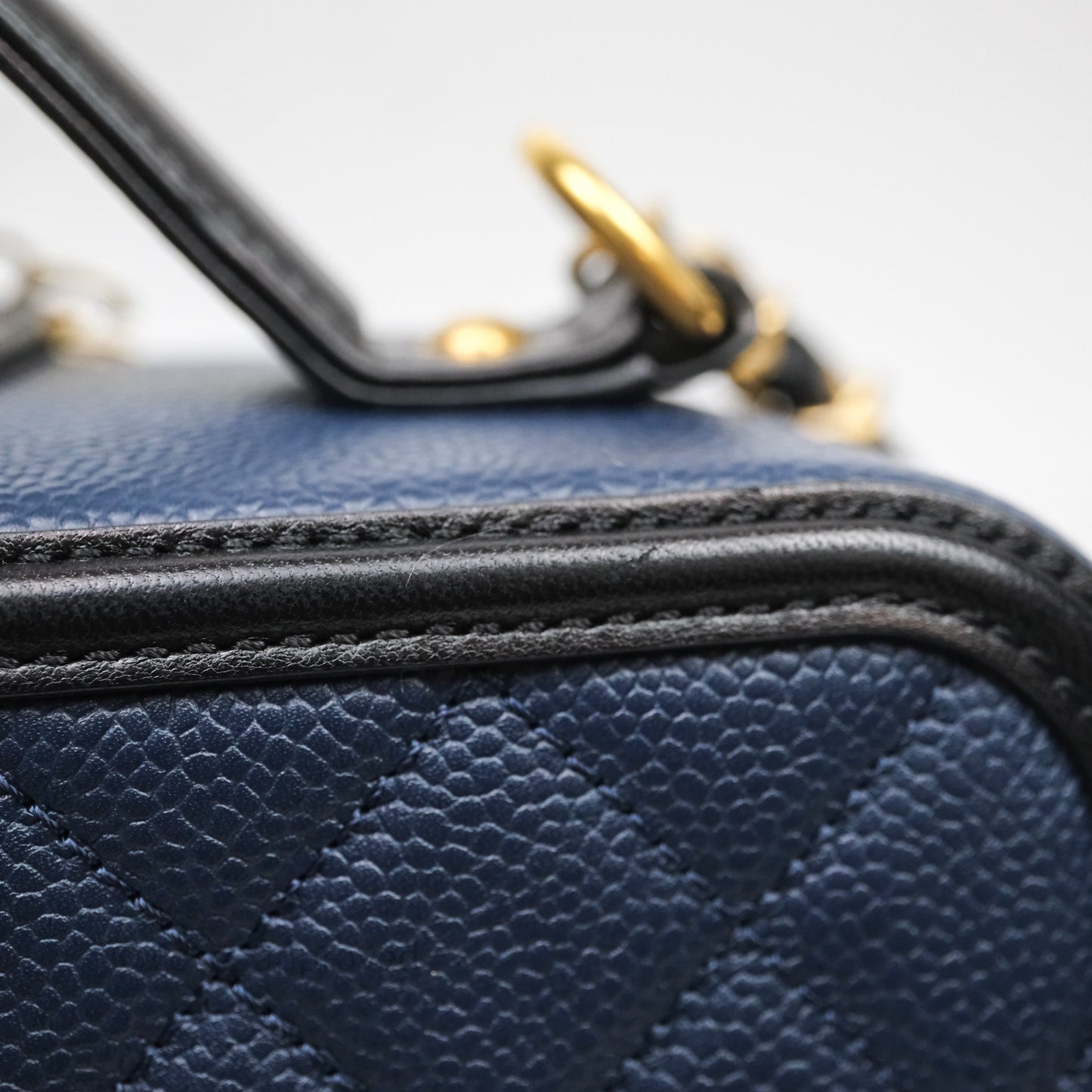 Chanel Quilted Large CC Filigree Vanity Case Navy Black Caviar