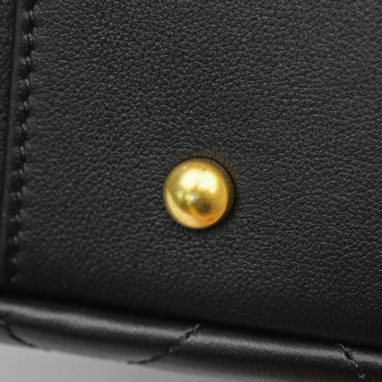 Chanel Stitched Large Shopping Bag Black Calfskin Aged Gold Hardware