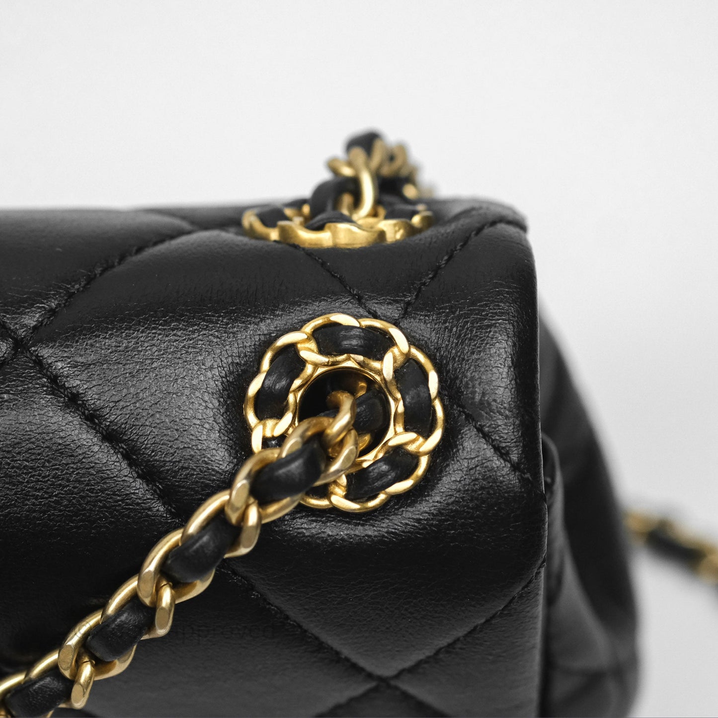 Chanel Flap Bag Black Lambskin Aged Gold Hardware 24P