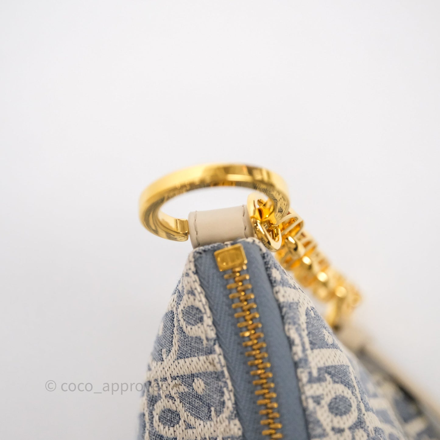 Christian Dior Diorstar Hobo Bag with Chain Blue Dior Oblique Chambray with Raffia Effect